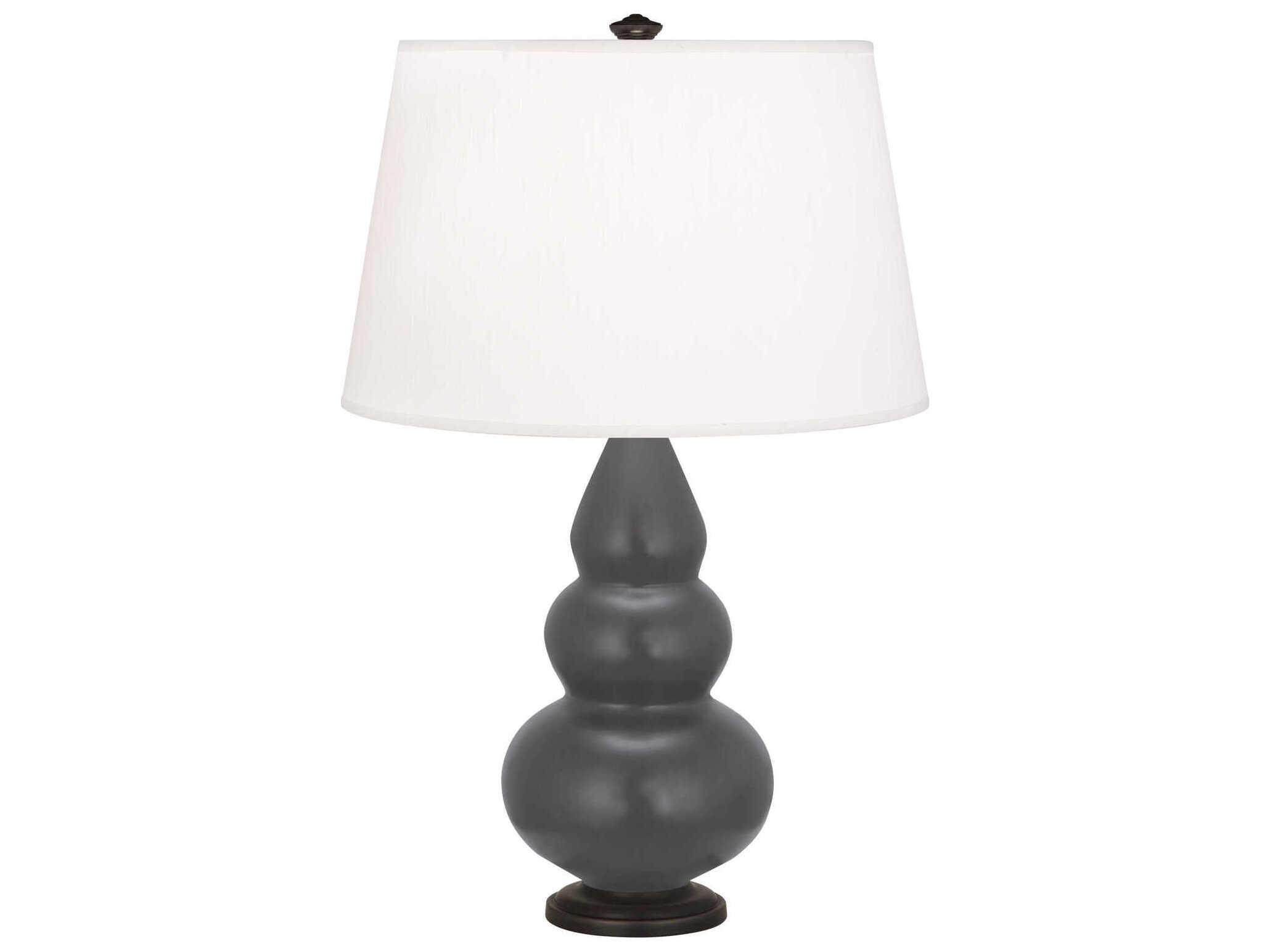 Robert Abbey Small Triple Gourd Matte Ash Glazed Gray Table Lamp