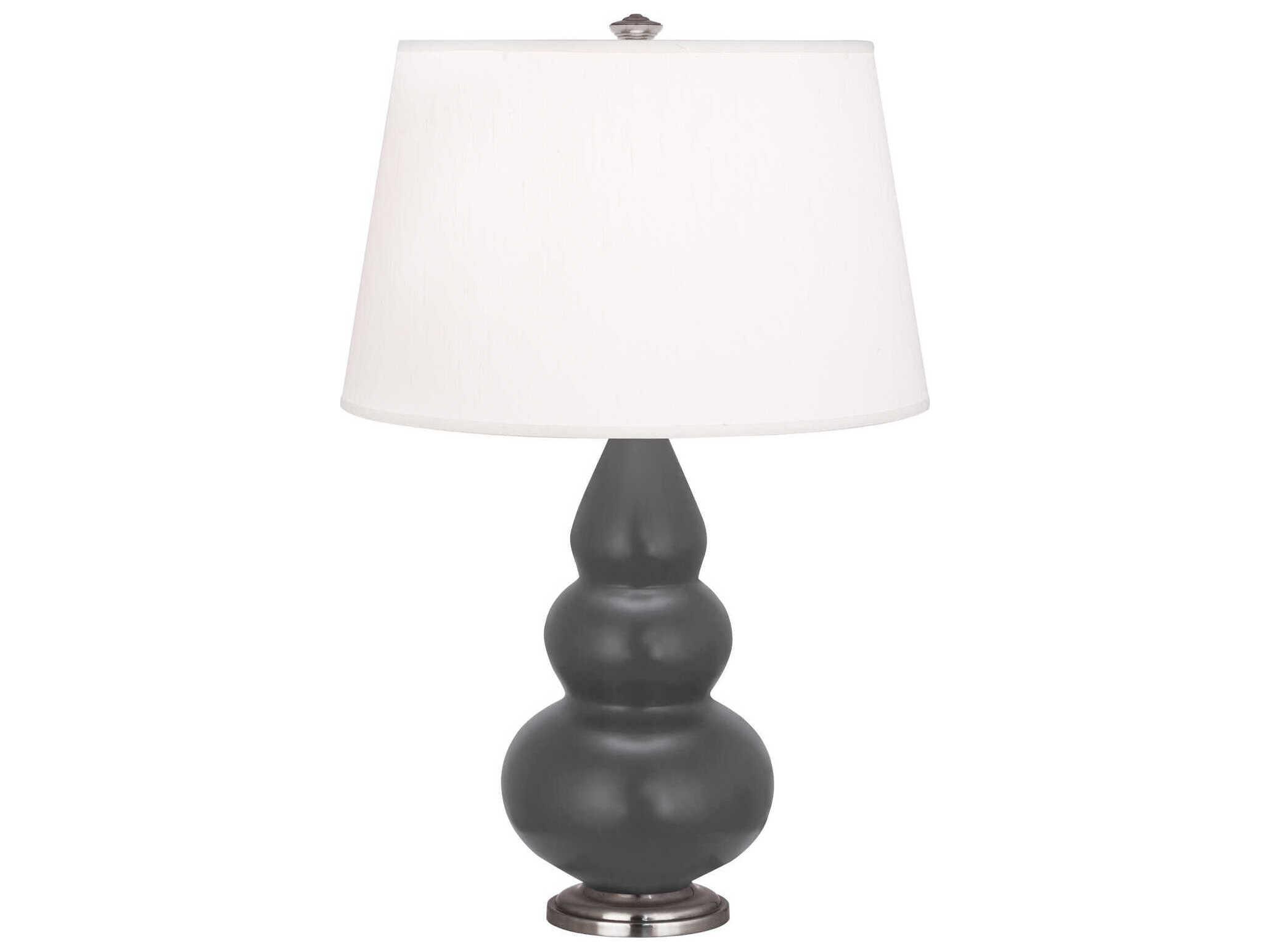 Robert Abbey Small Triple Gourd Matte Ash Glazed Gray Table Lamp
