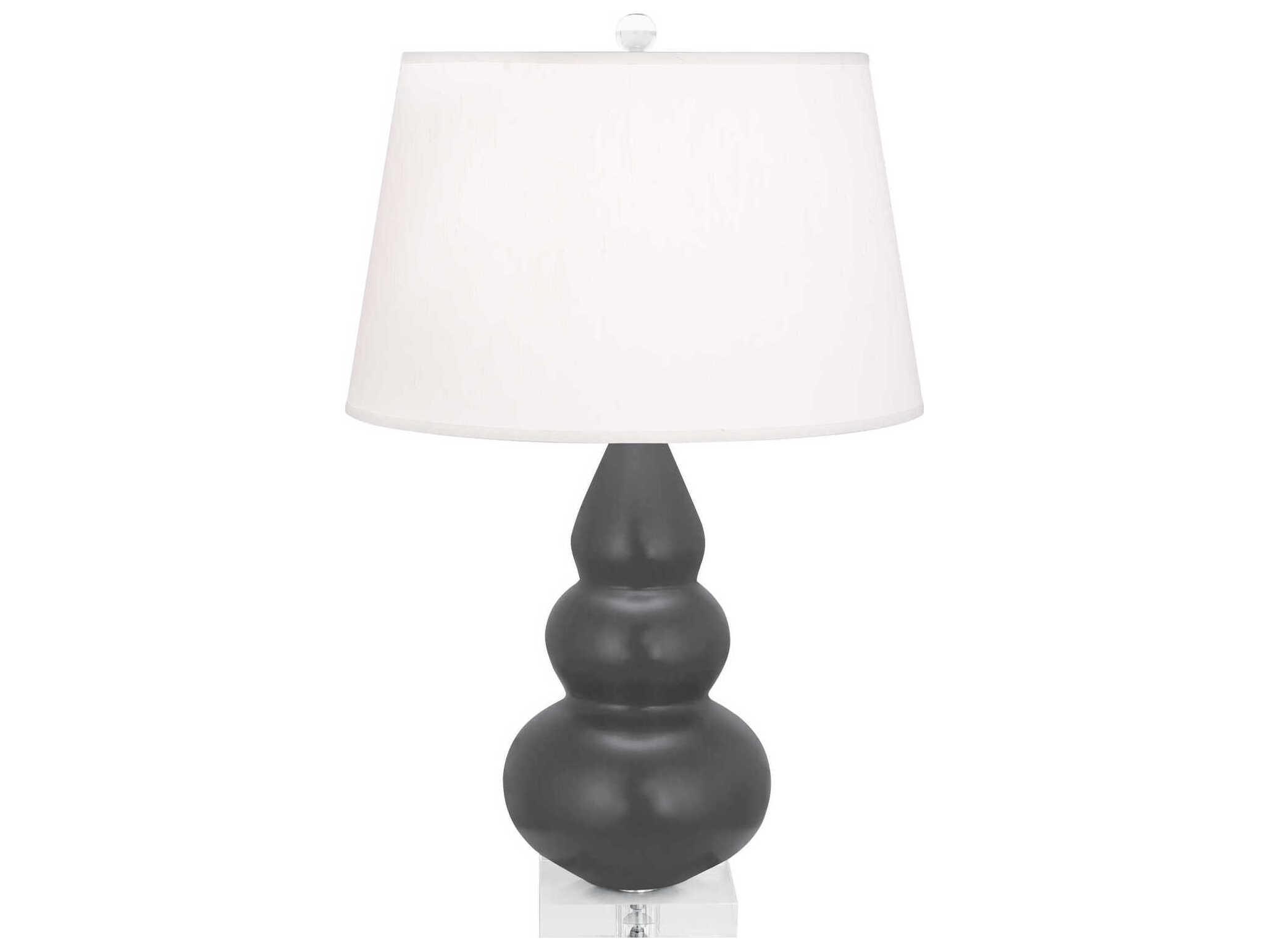 Robert Abbey Small Triple Gourd Matte Ash Glazed Gray Table Lamp