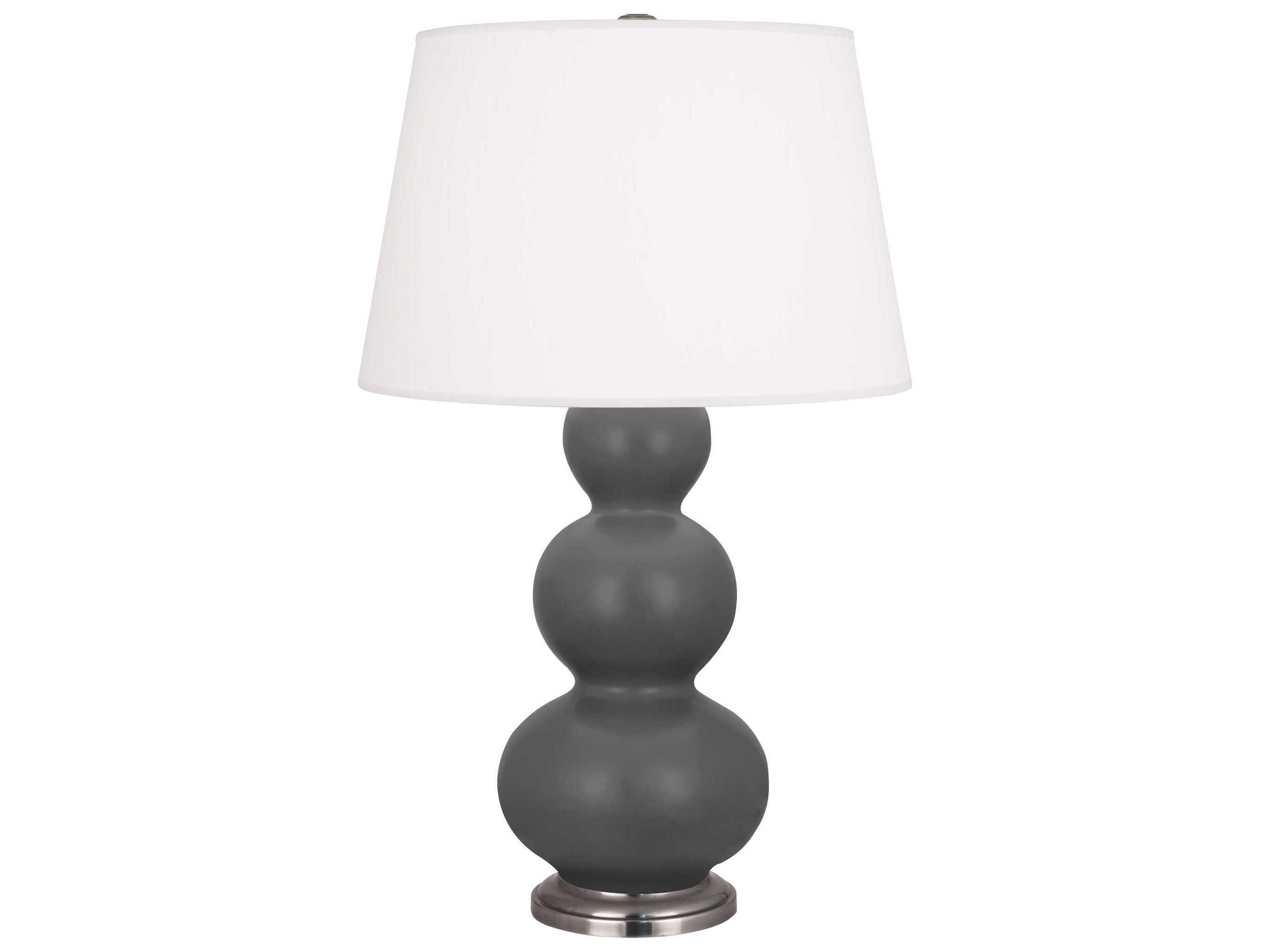 Robert Abbey Triple Gourd Matte Ash Glazed Gray Buffet Lamp