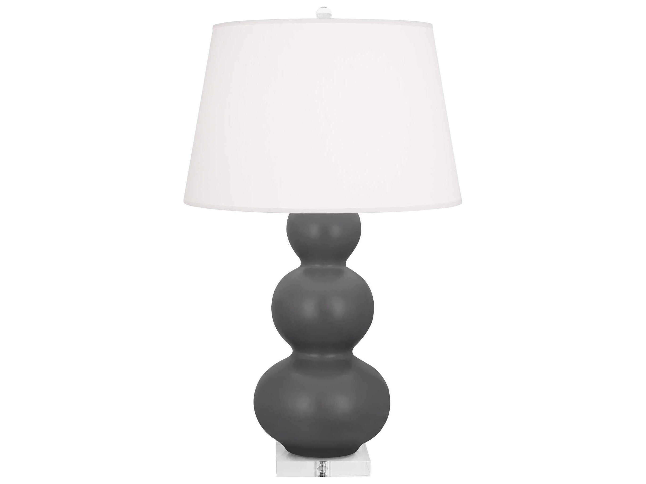 Robert Abbey Triple Gourd Matte Ash Glazed Gray Buffet Lamp