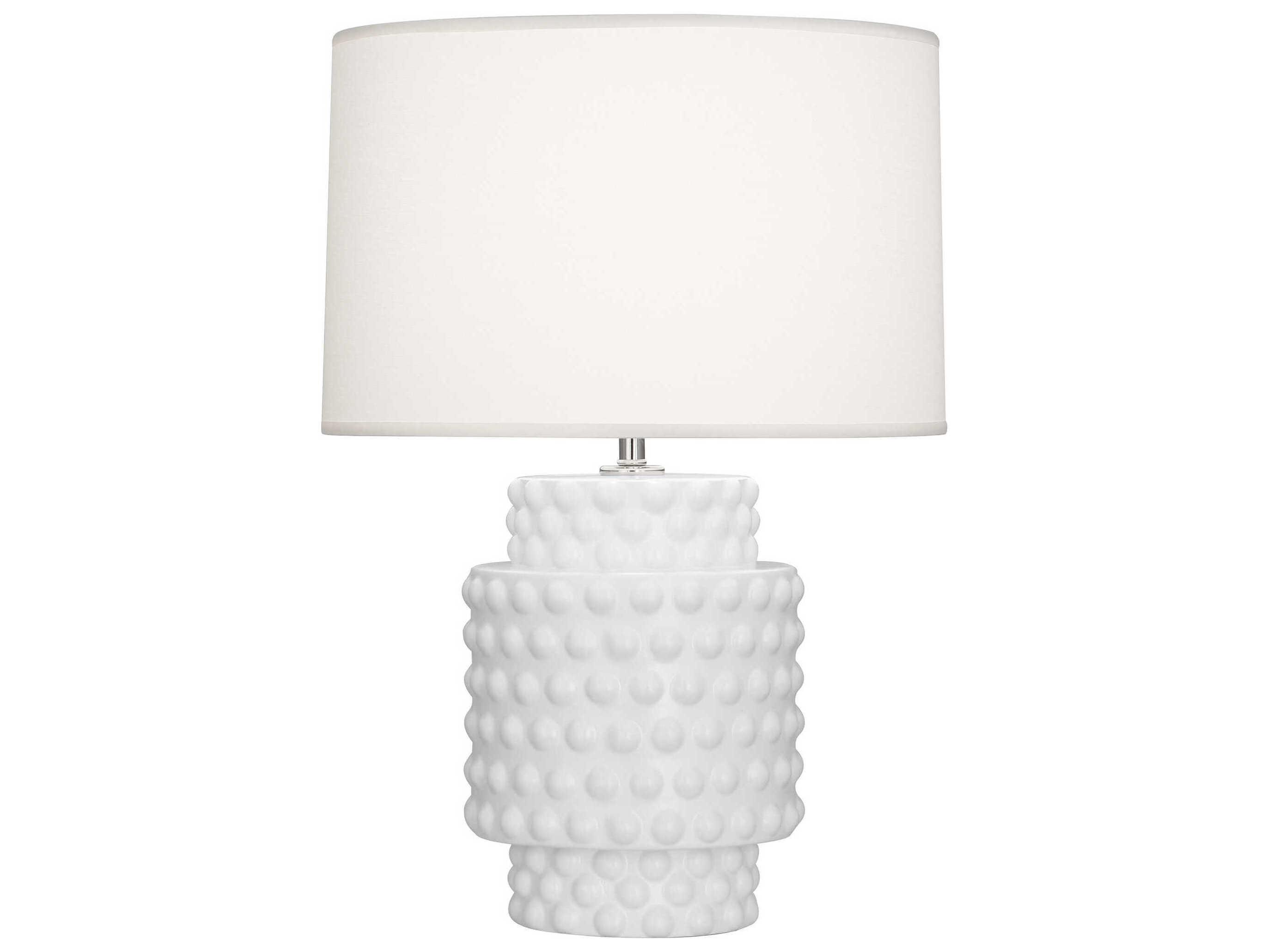 Robert Abbey Dolly Matte Daisy Glazed Textured White Table Lamp