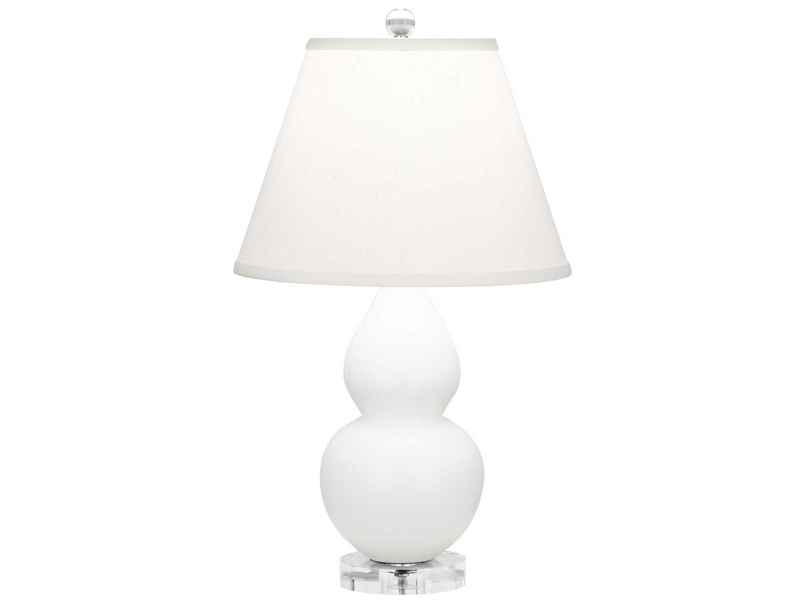 Robert Abbey Small Double Gourd Matte Daisy Glazed White Table Lamp