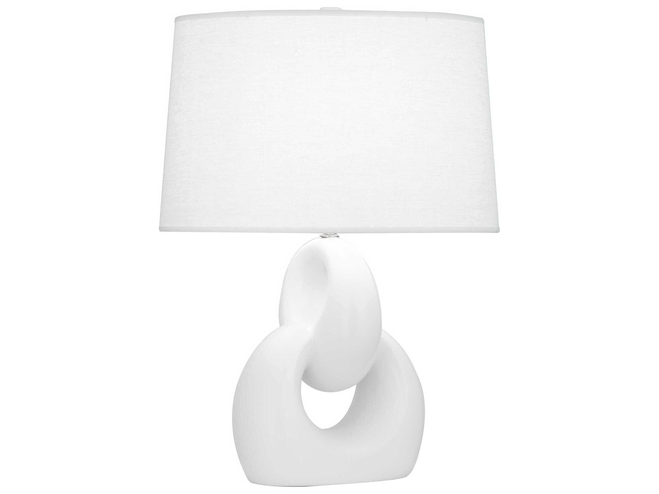 Robert Abbey Fusion Matte Daisy Glazed Polished Nickel White Buffet Lamp