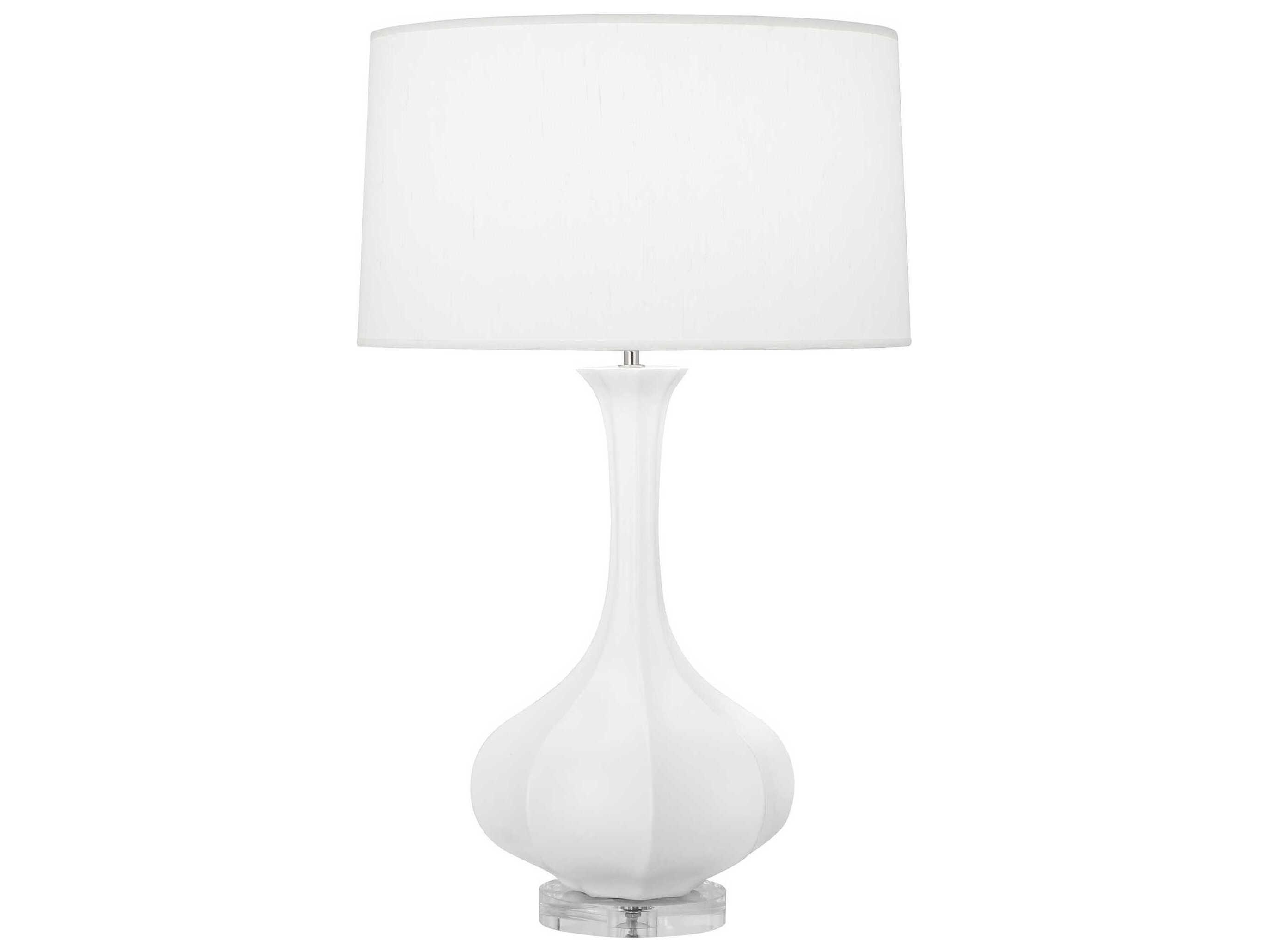 Robert Abbey Pike Matte Daisy Glazed Lucite White Buffet Lamp