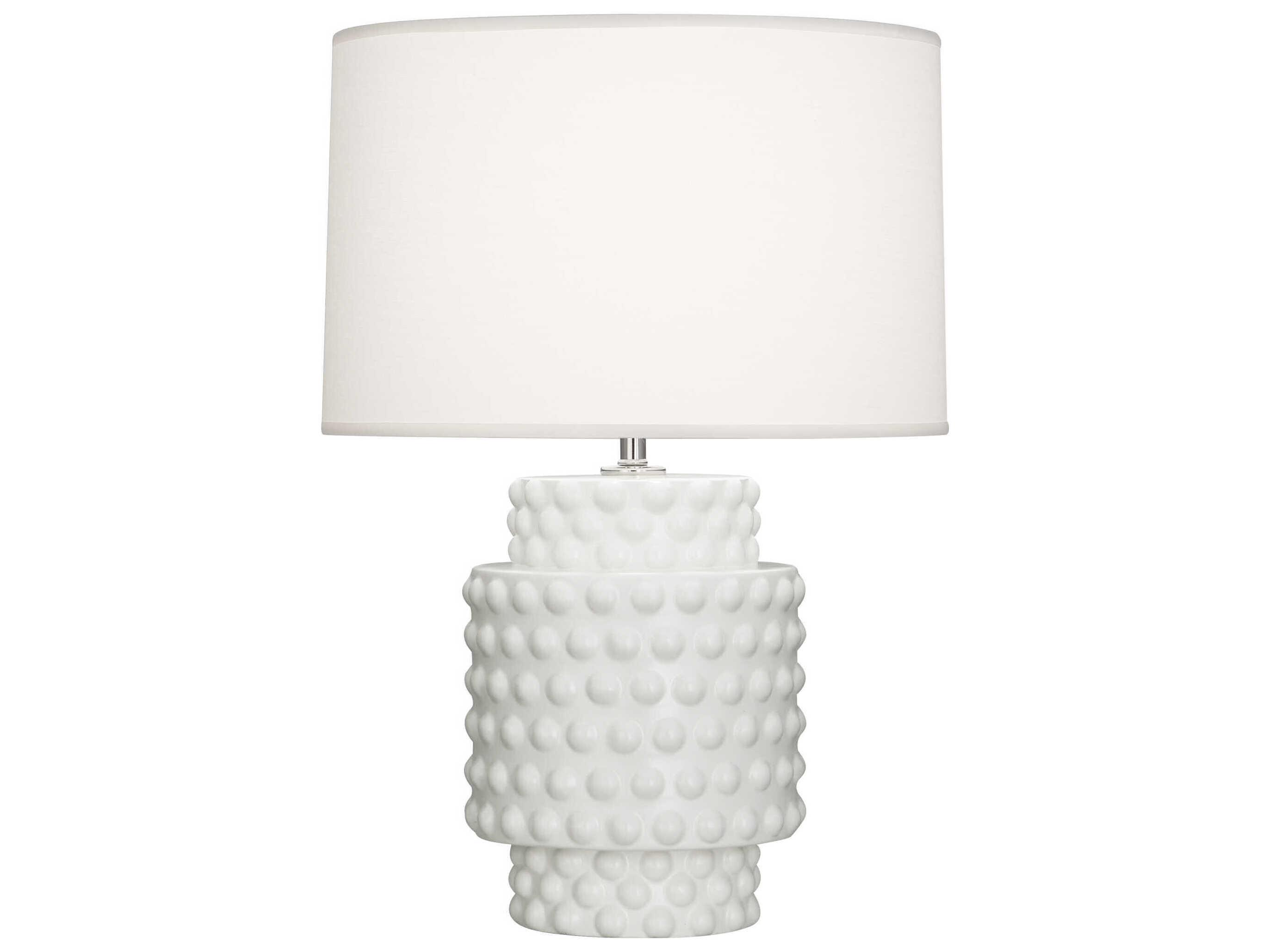 Robert Abbey Dolly Matte Lily Glazed Textured White Table Lamp