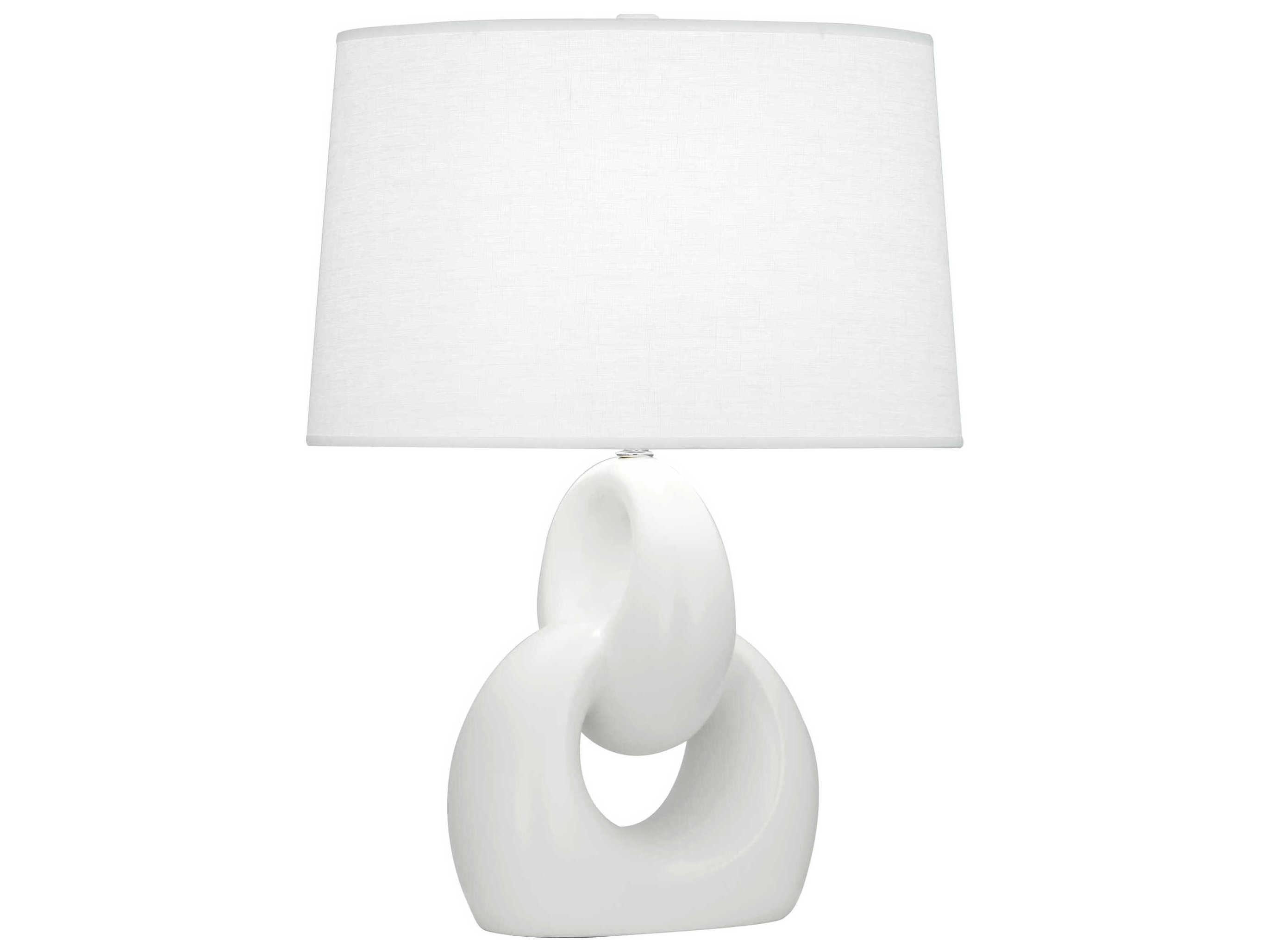 Robert Abbey Fusion Matte Lily Glazed Polished Nickel White Buffet Lamp