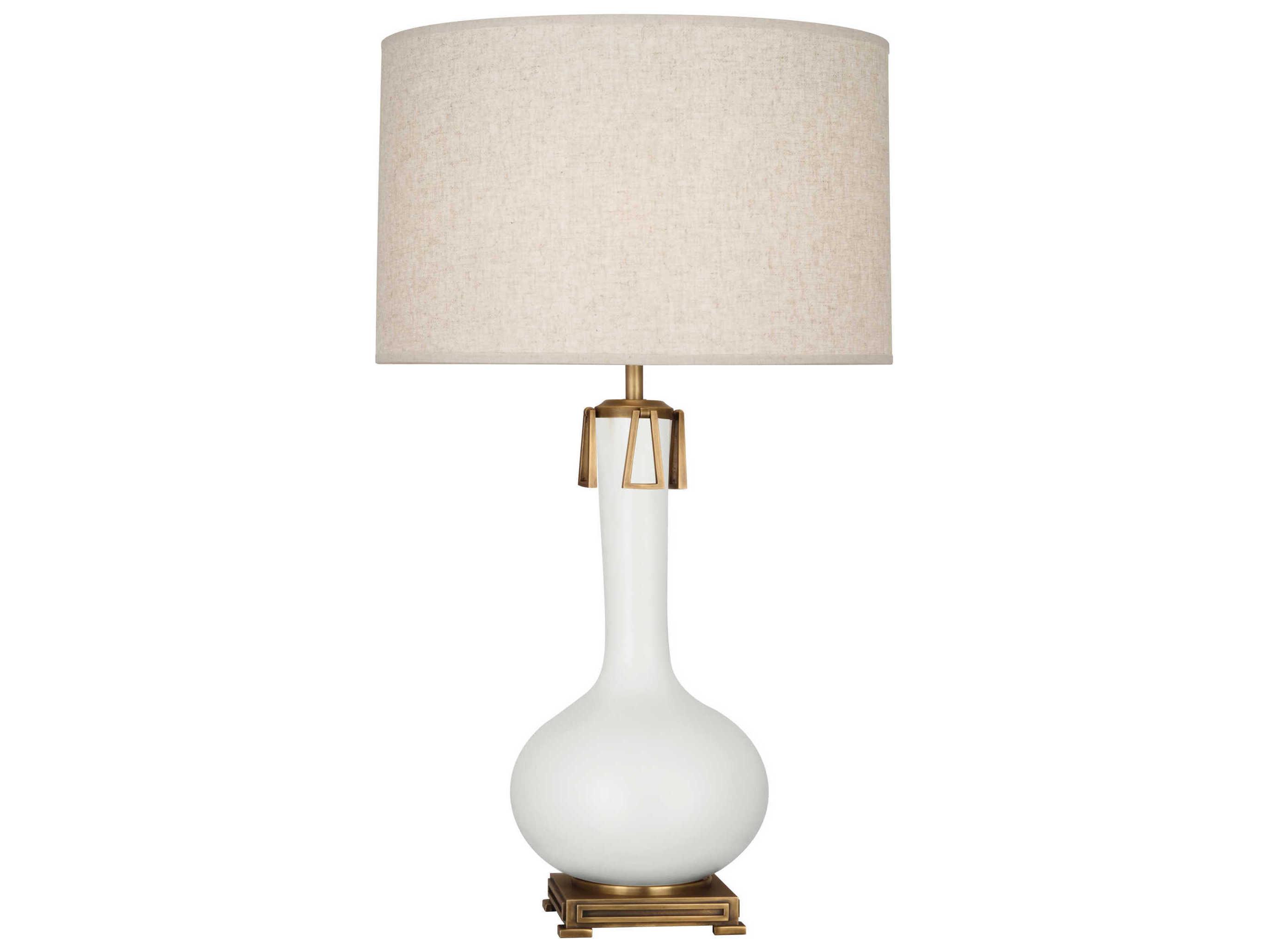 Robert Abbey Athena Matte Lily Glazed Aged Brass White Buffet Lamp
