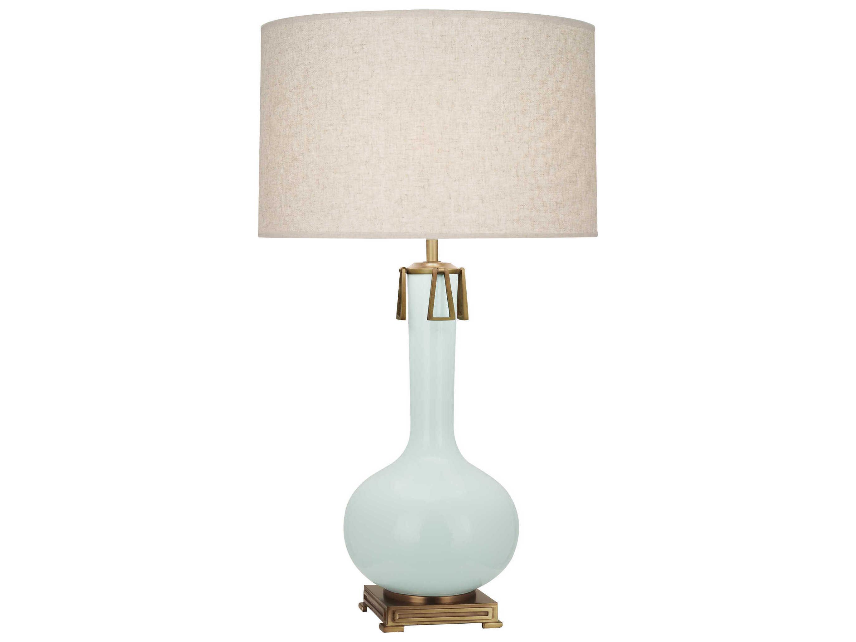 Robert Abbey Athena Mint Glazed Aged Brass Gold Buffet Lamp