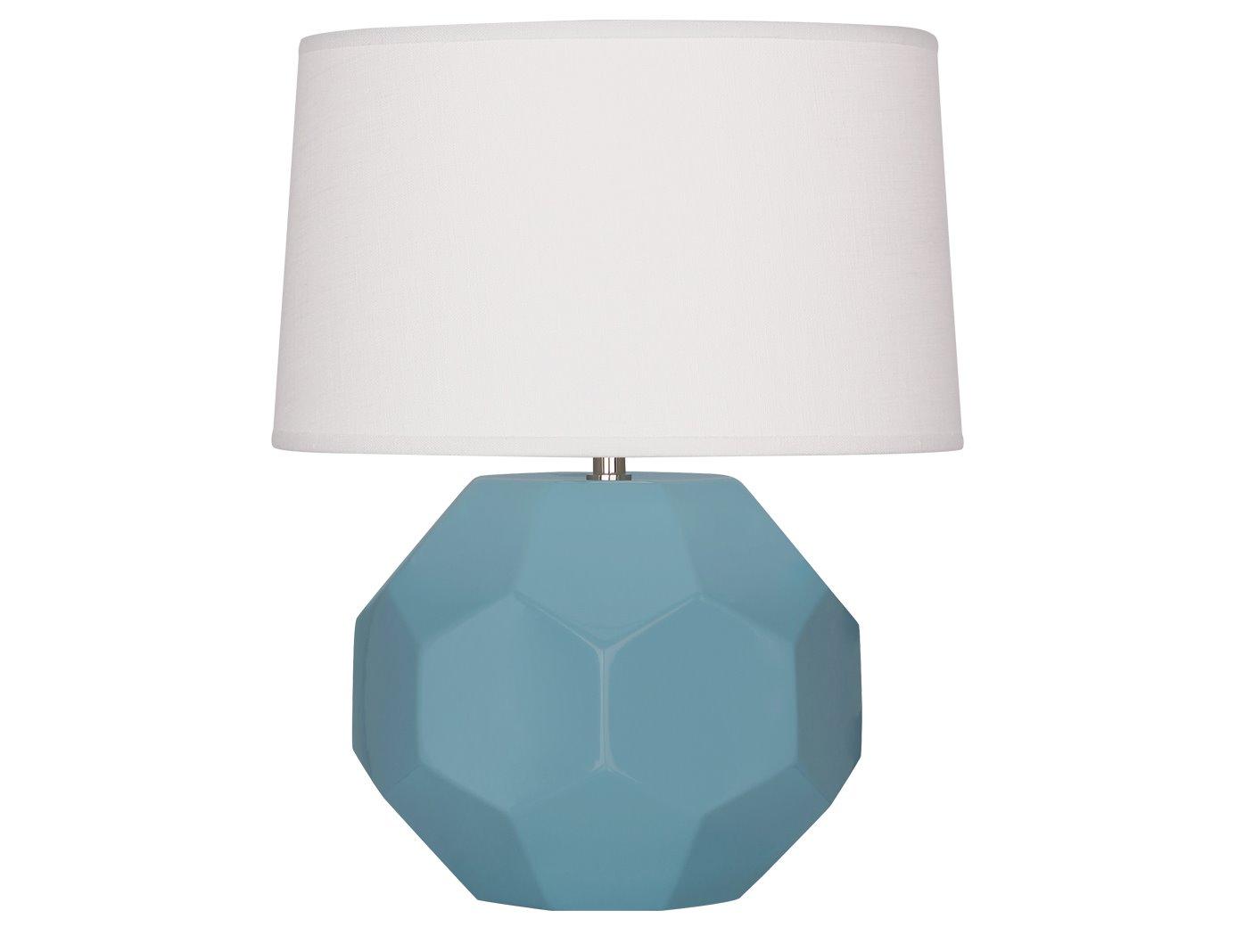 Robert Abbey Franklin Matte Steel Blue Glazed Table Lamp