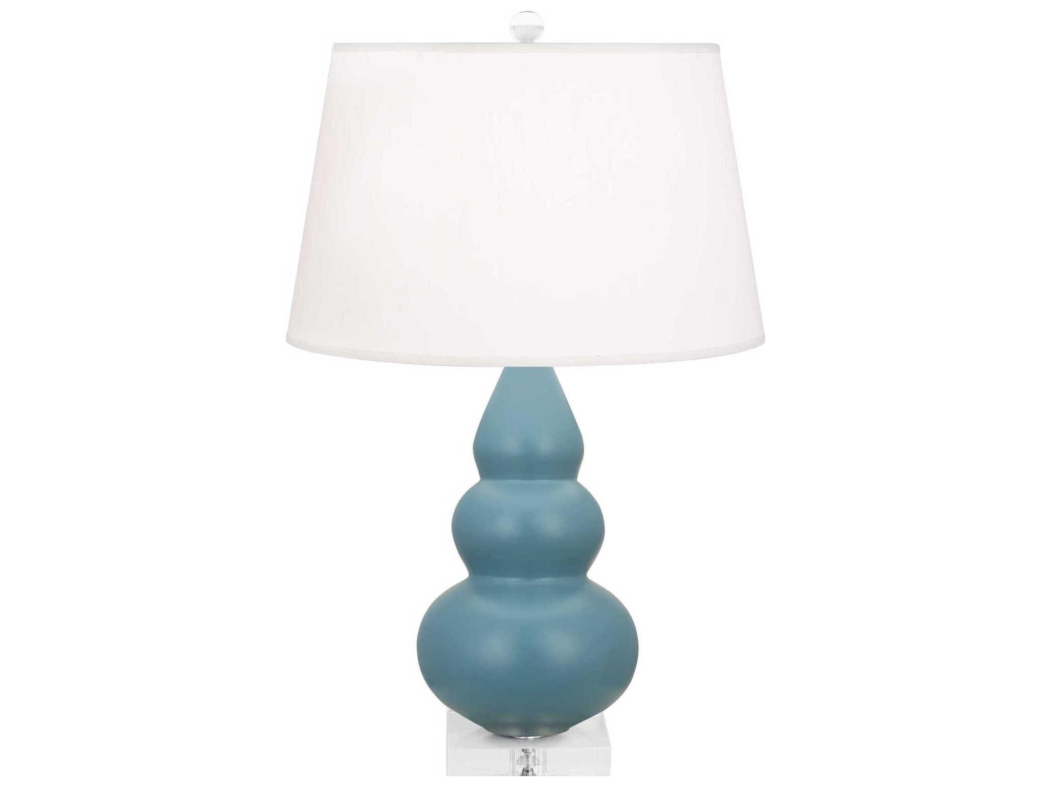 Robert Abbey Small Triple Gourd Matte Steel Blue Glazed Table Lamp