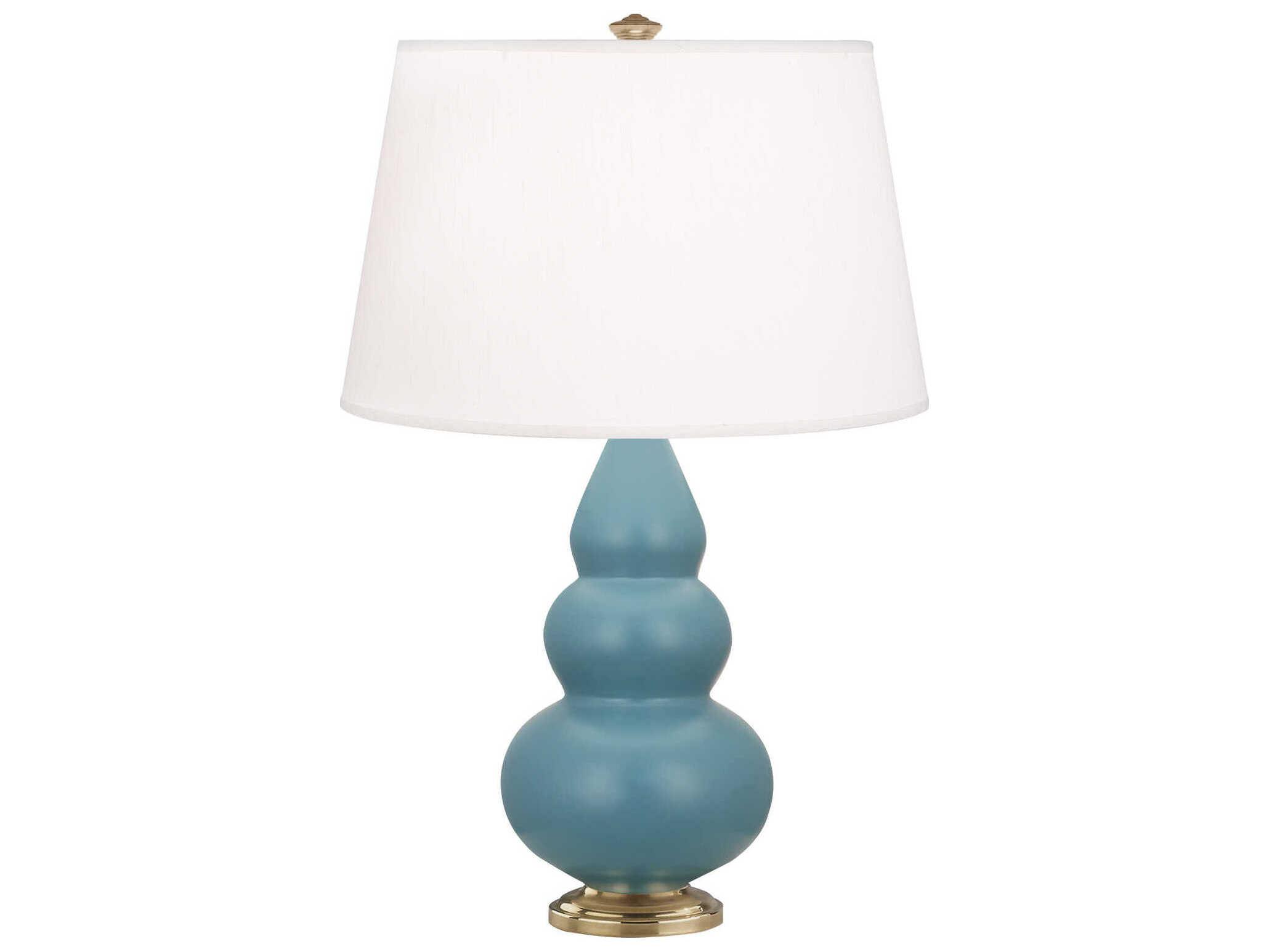 Robert Abbey Small Triple Gourd Matte Steel Blue Glazed Table Lamp