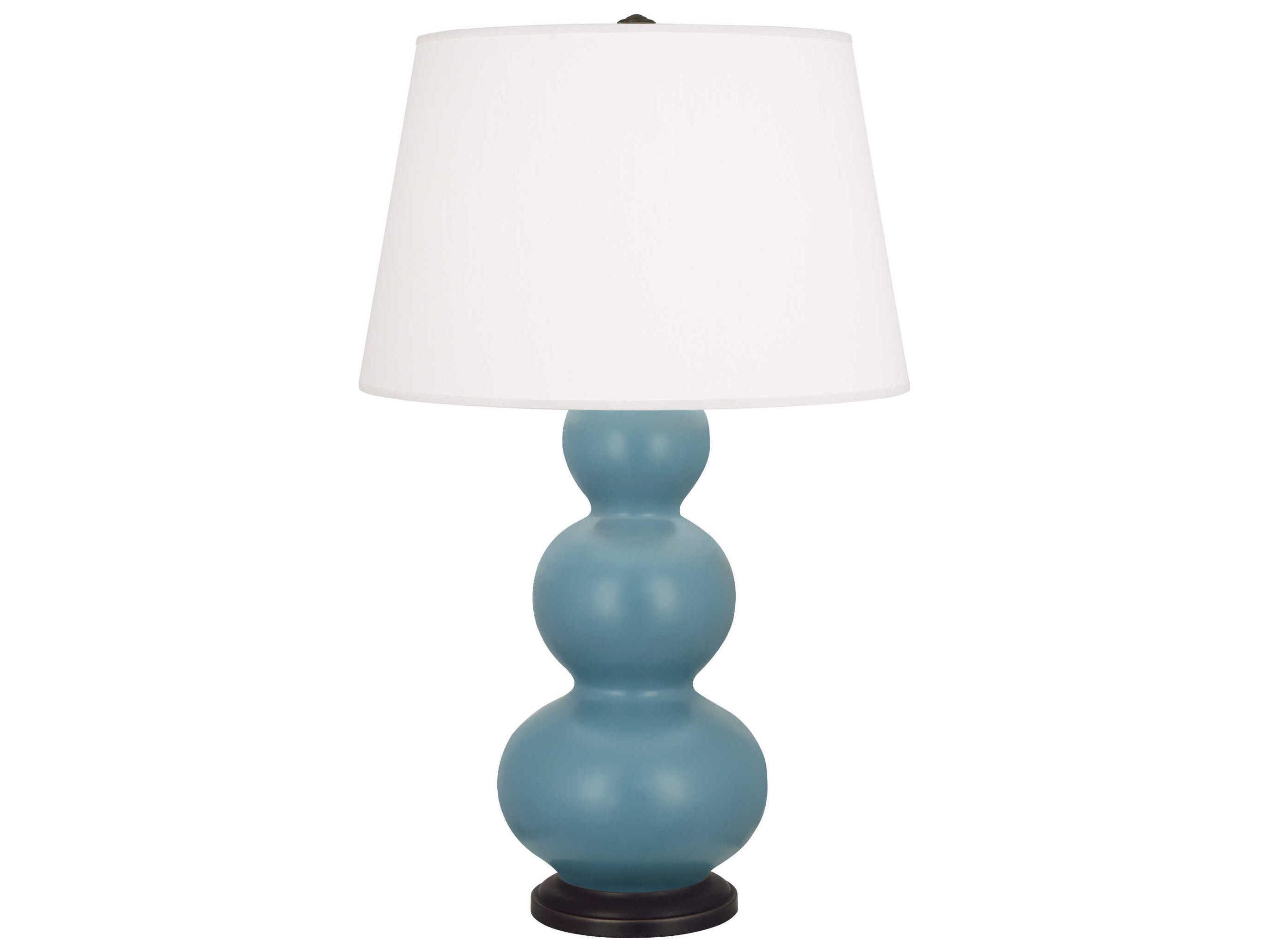 Robert Abbey Triple Gourd Matte Steel Blue Glazed Buffet Lamp