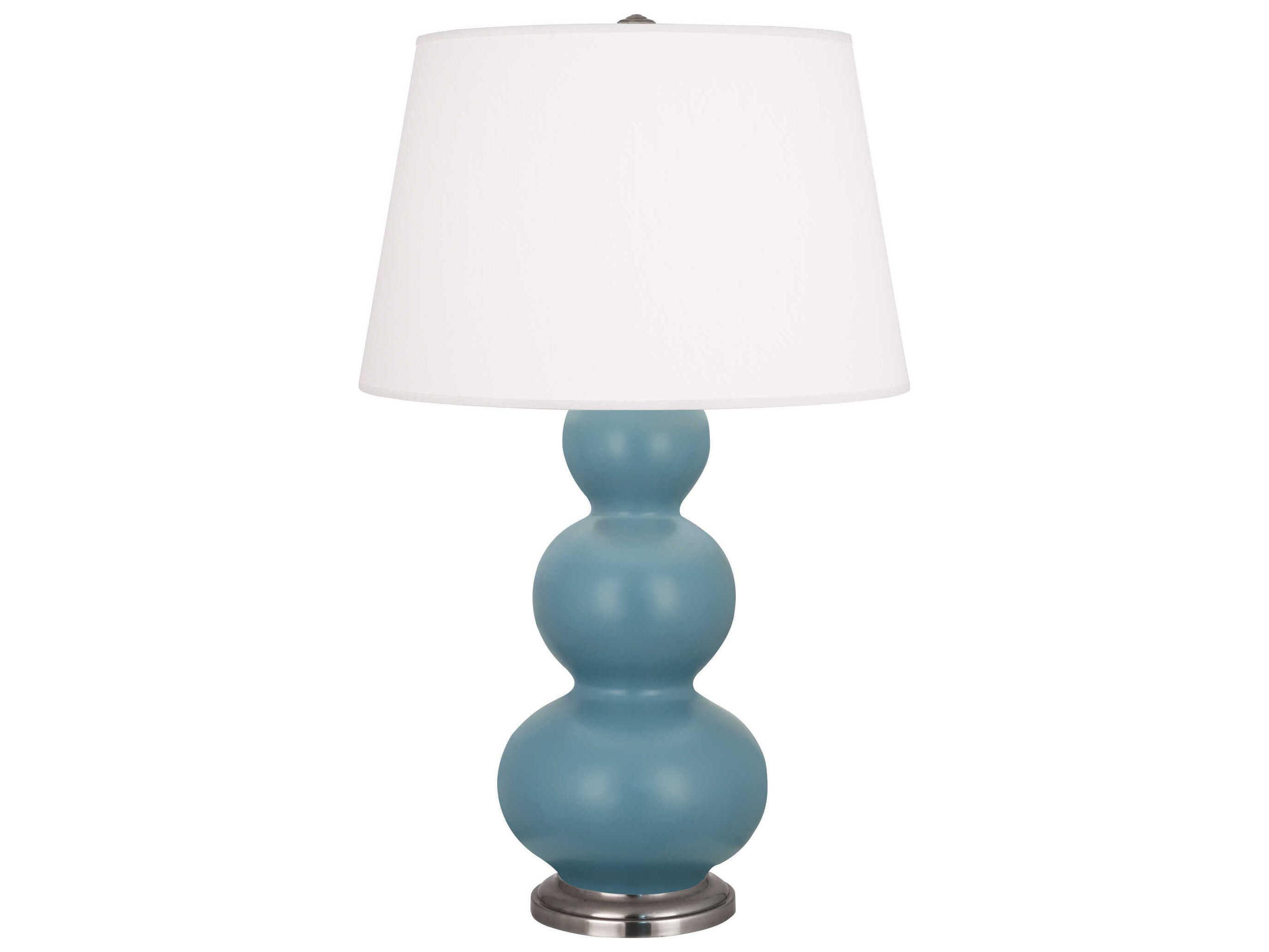 Robert Abbey Triple Gourd Matte Steel Blue Glazed Buffet Lamp