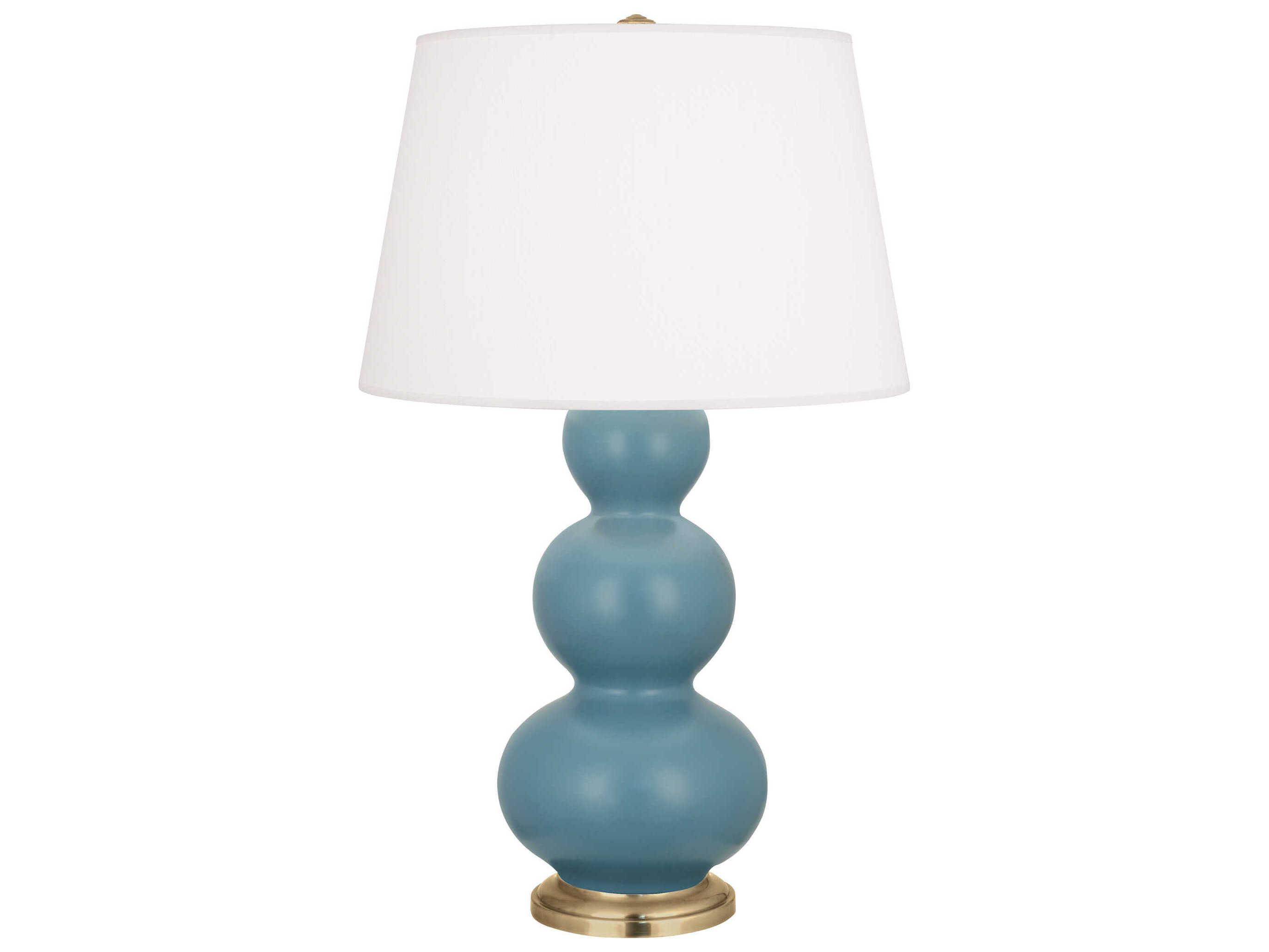 Robert Abbey Triple Gourd Matte Steel Blue Glazed Buffet Lamp