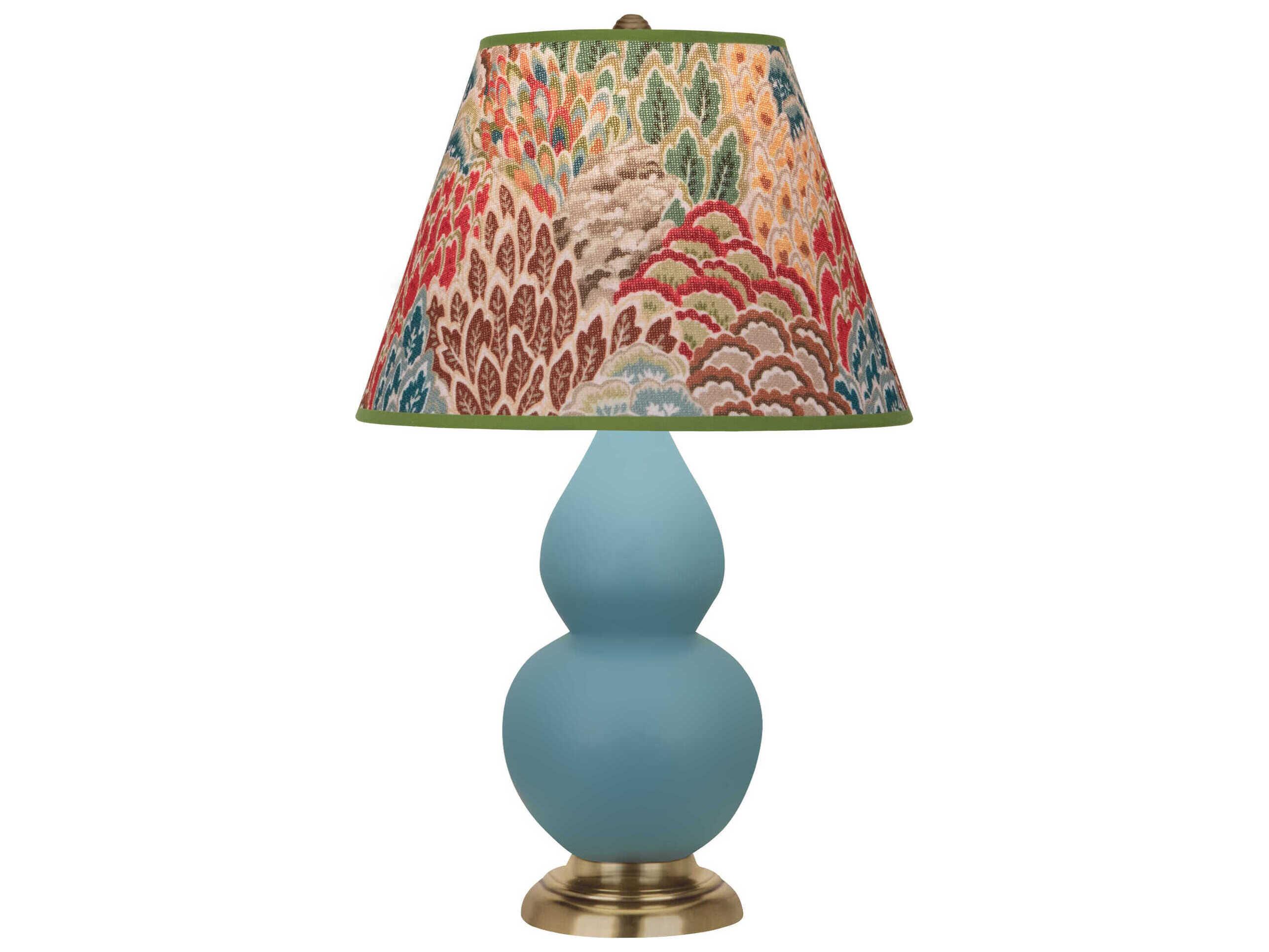 Robert Abbey Small Double Gourd Matte Steel Blue Glazed Table Lamp