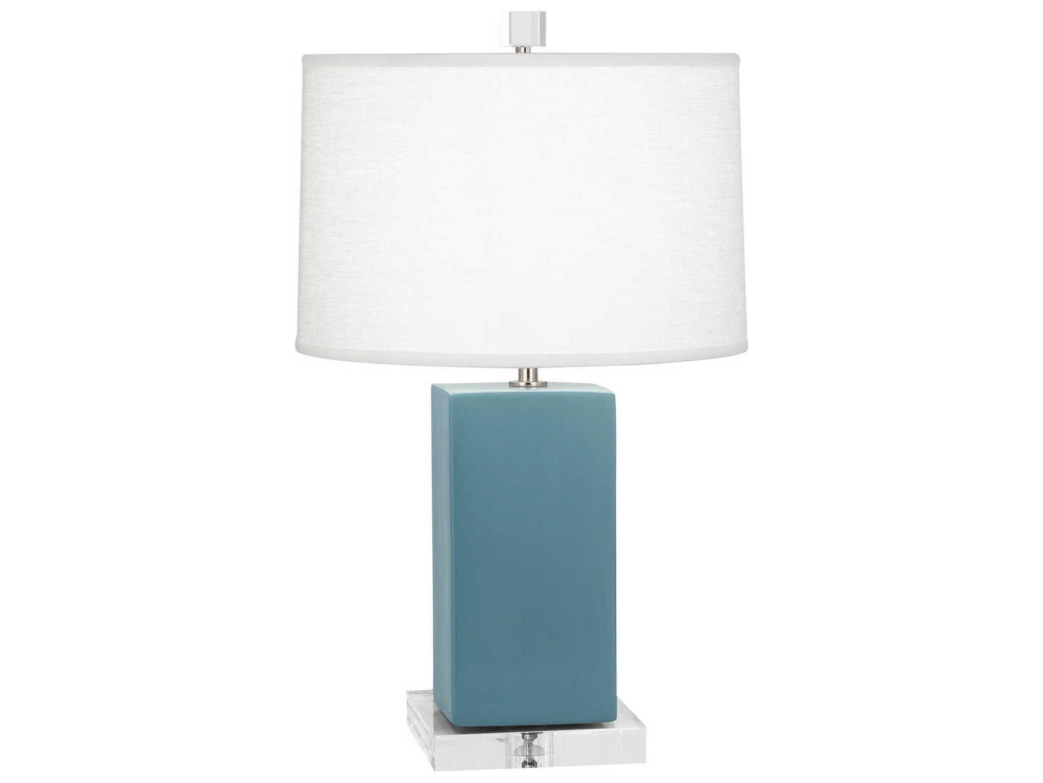 Robert Abbey Harvey Matte Steel Blue Glazed Table Lamp