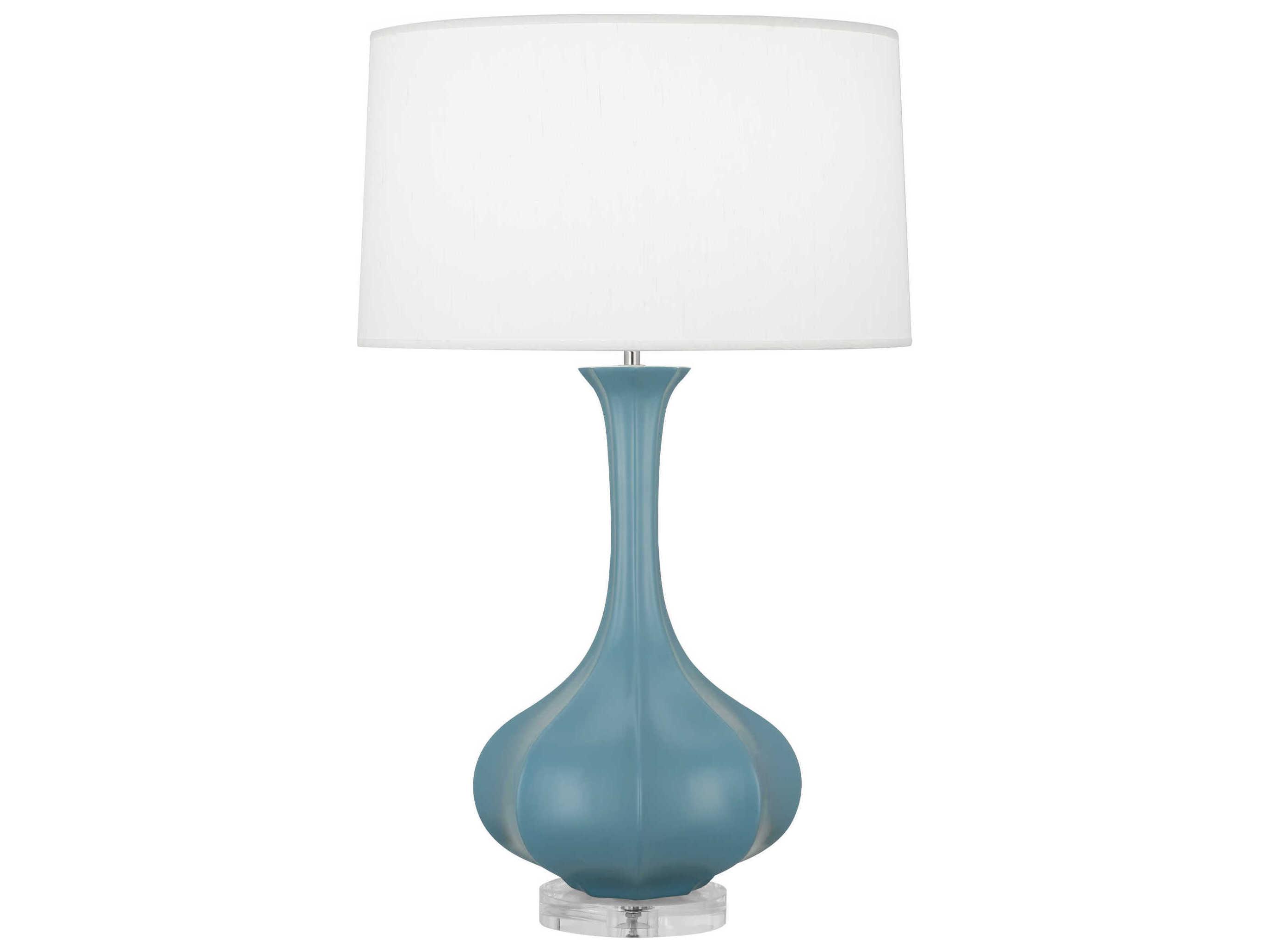 Robert Abbey Pike Matte Steel Blue Glazed Lucite Buffet Lamp