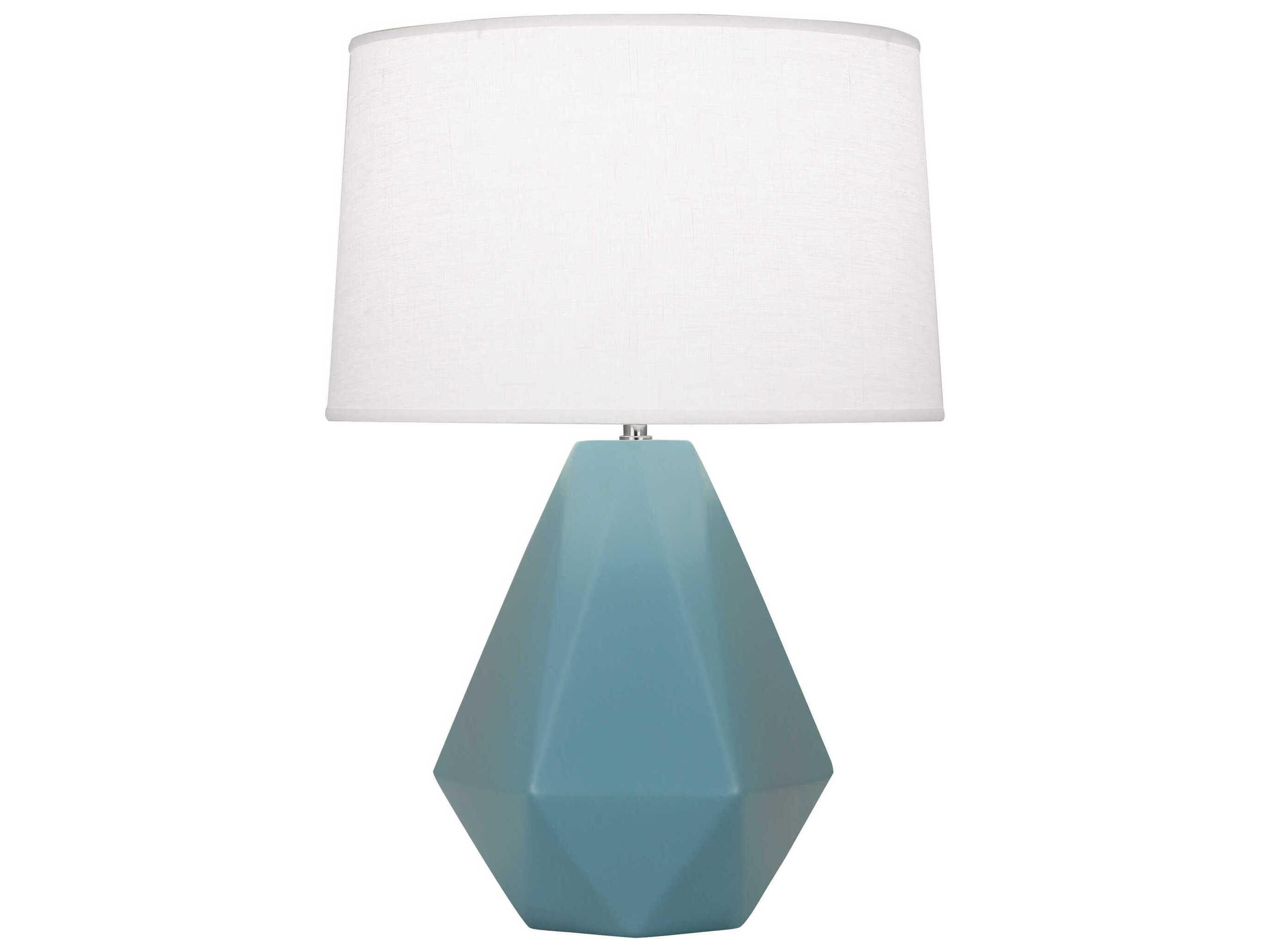 Robert Abbey Delta Matte Steel Blue Glazed Table Lamp