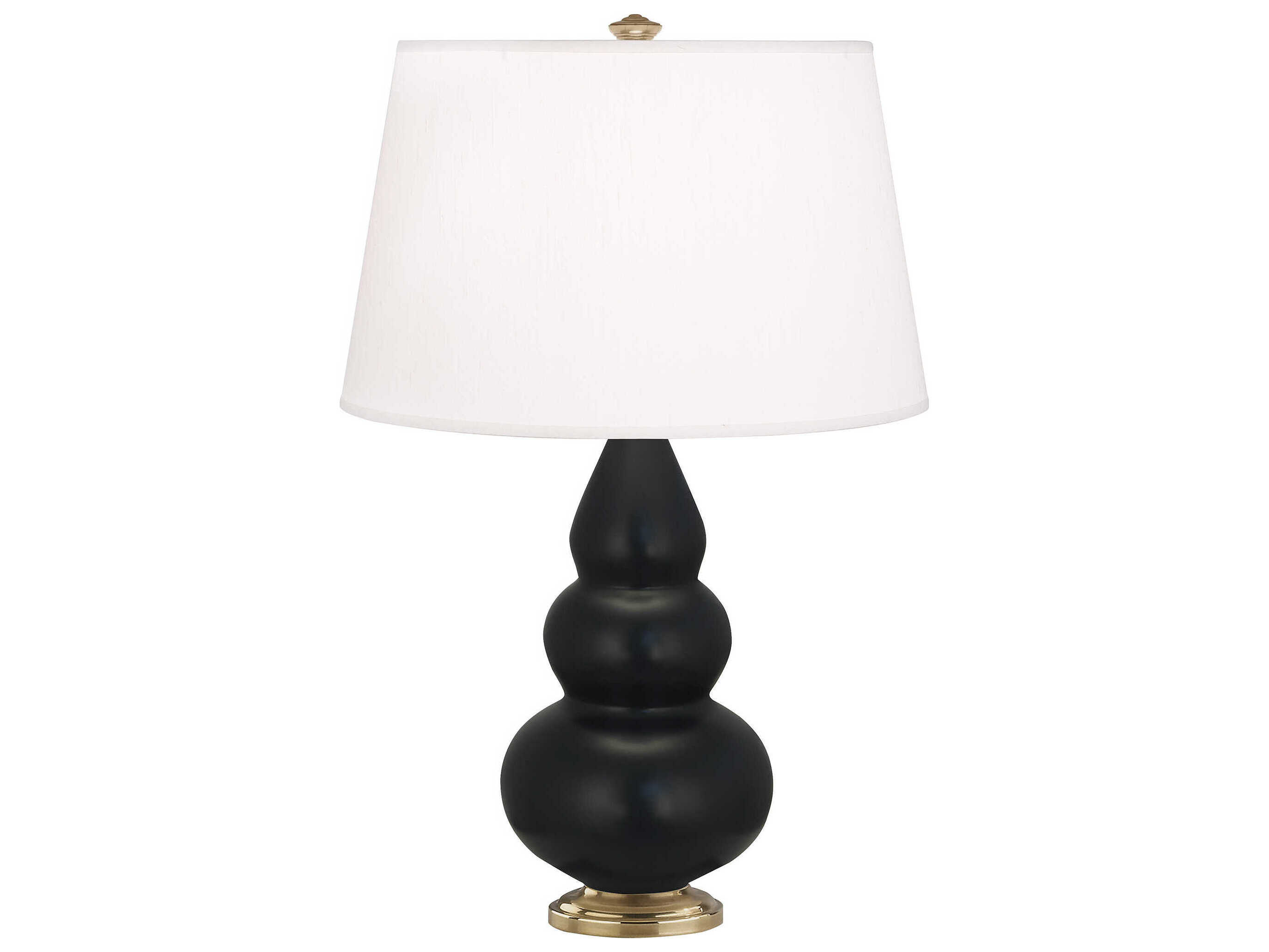 Robert Abbey Small Triple Gourd Matte Obsidian Glazed Black Table Lamp