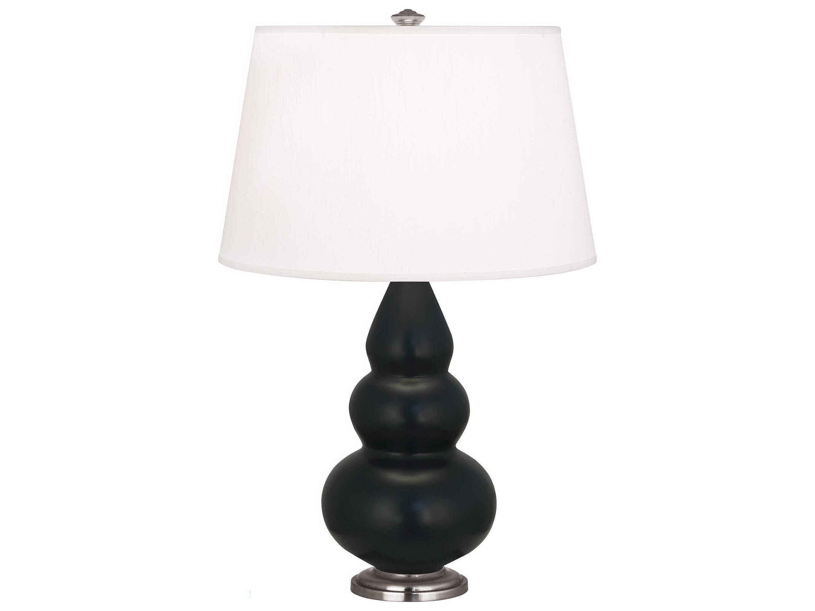 Robert Abbey Small Triple Gourd Matte Obsidian Glazed Black Table Lamp
