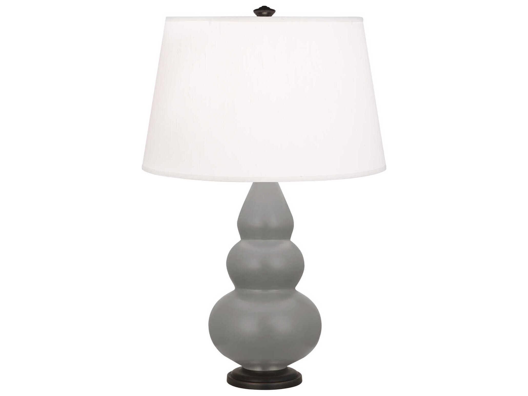 Robert Abbey Small Triple Gourd Matte Smoky Taupe Glazed Gray Table Lamp