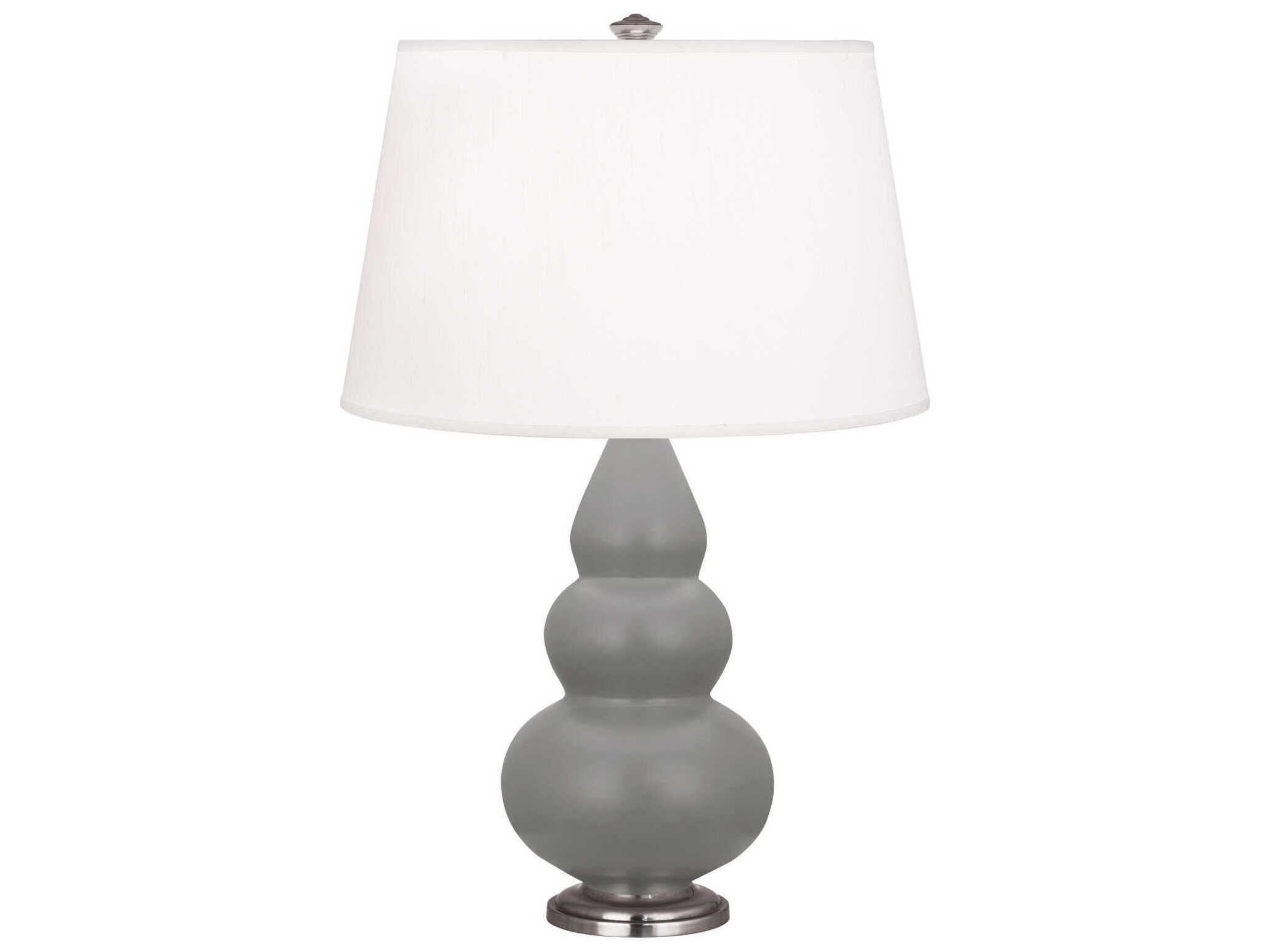 Robert Abbey Small Triple Gourd Matte Smoky Taupe Glazed Gray Table Lamp