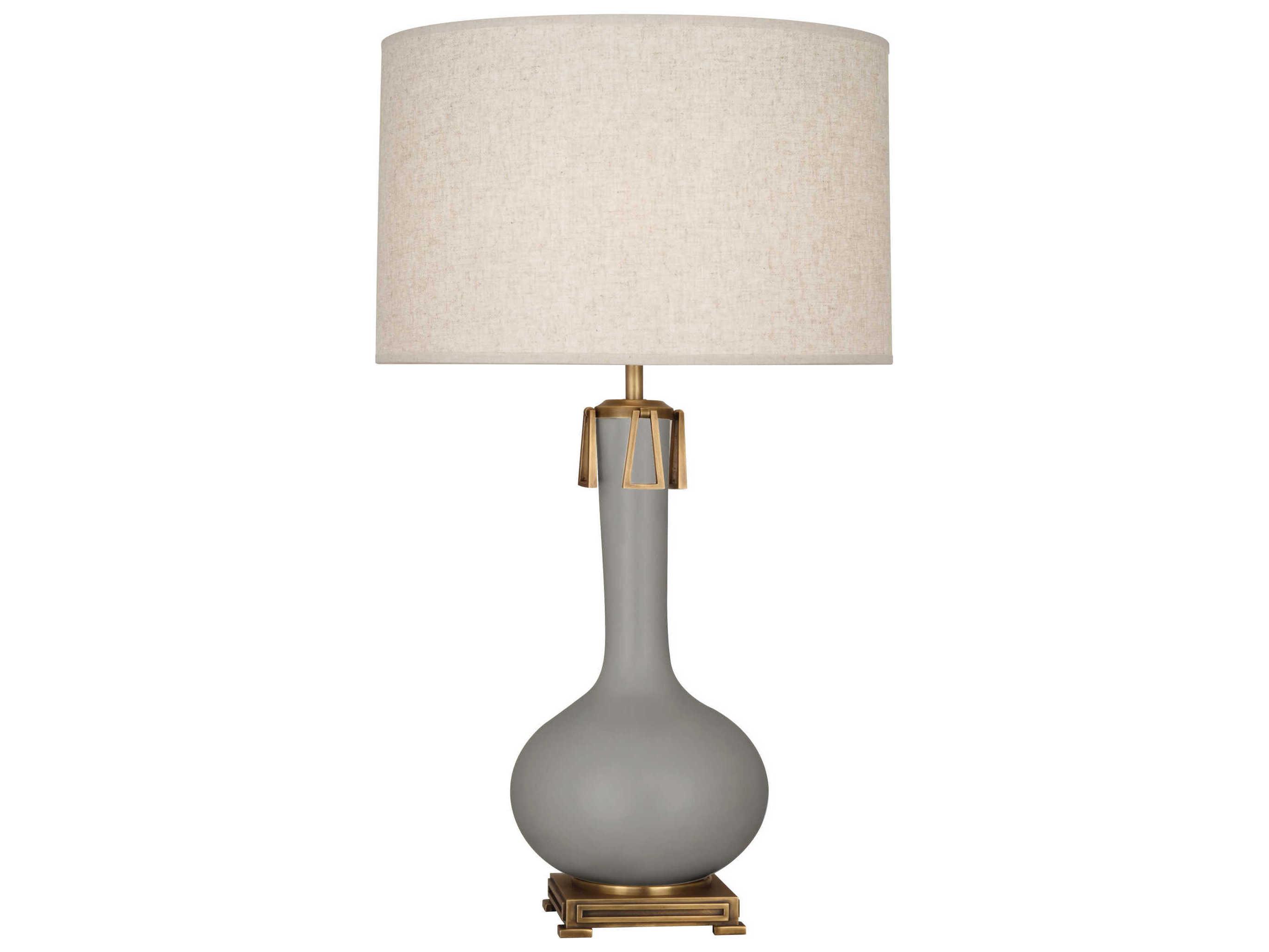 Robert Abbey Athena Matte Smokey Taupe Glazed Aged Brass Buffet Lamp