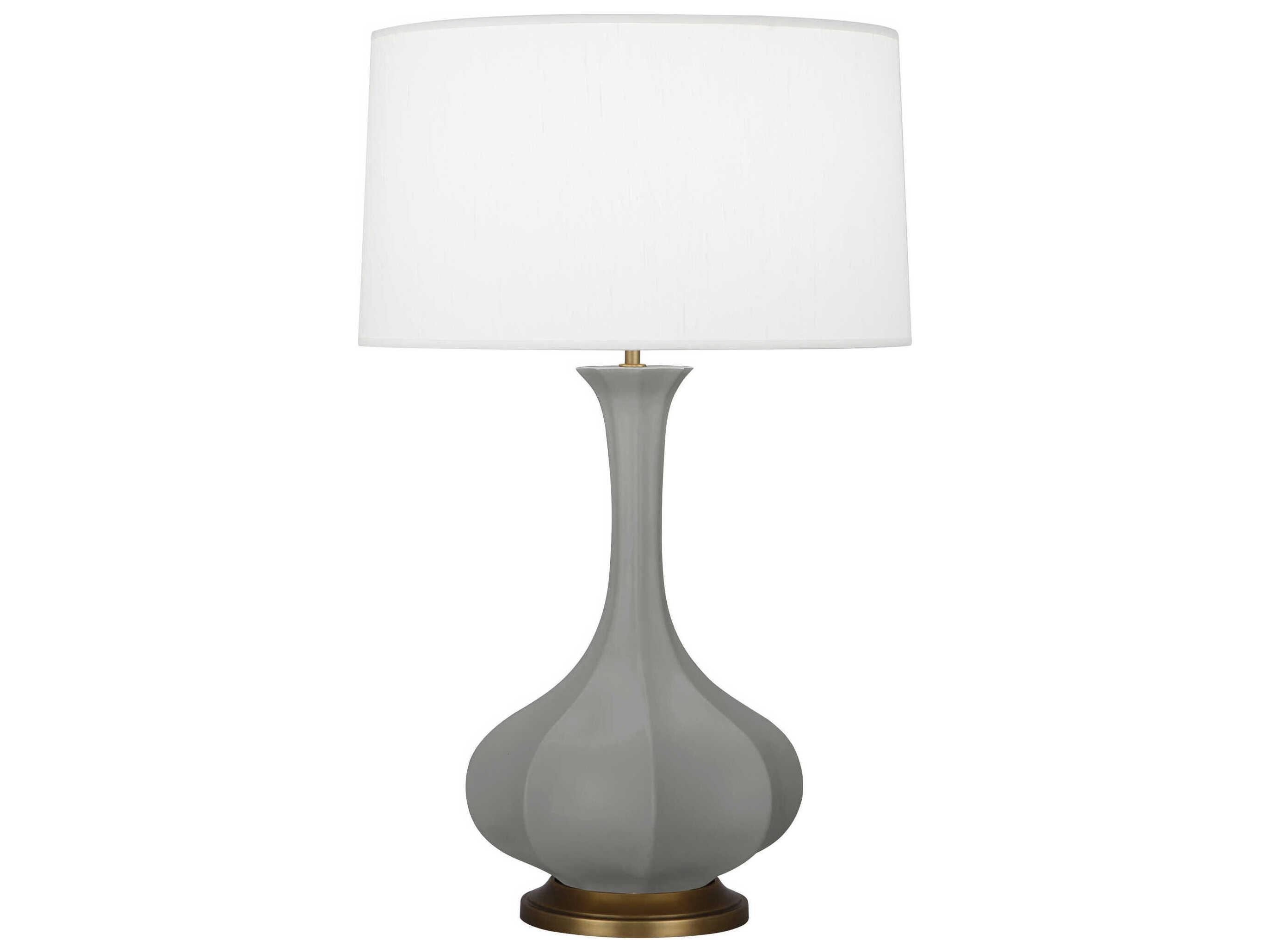 Robert Abbey Pike Matte Smoky Taupe Glazed Aged Brass Gray Buffet Lamp