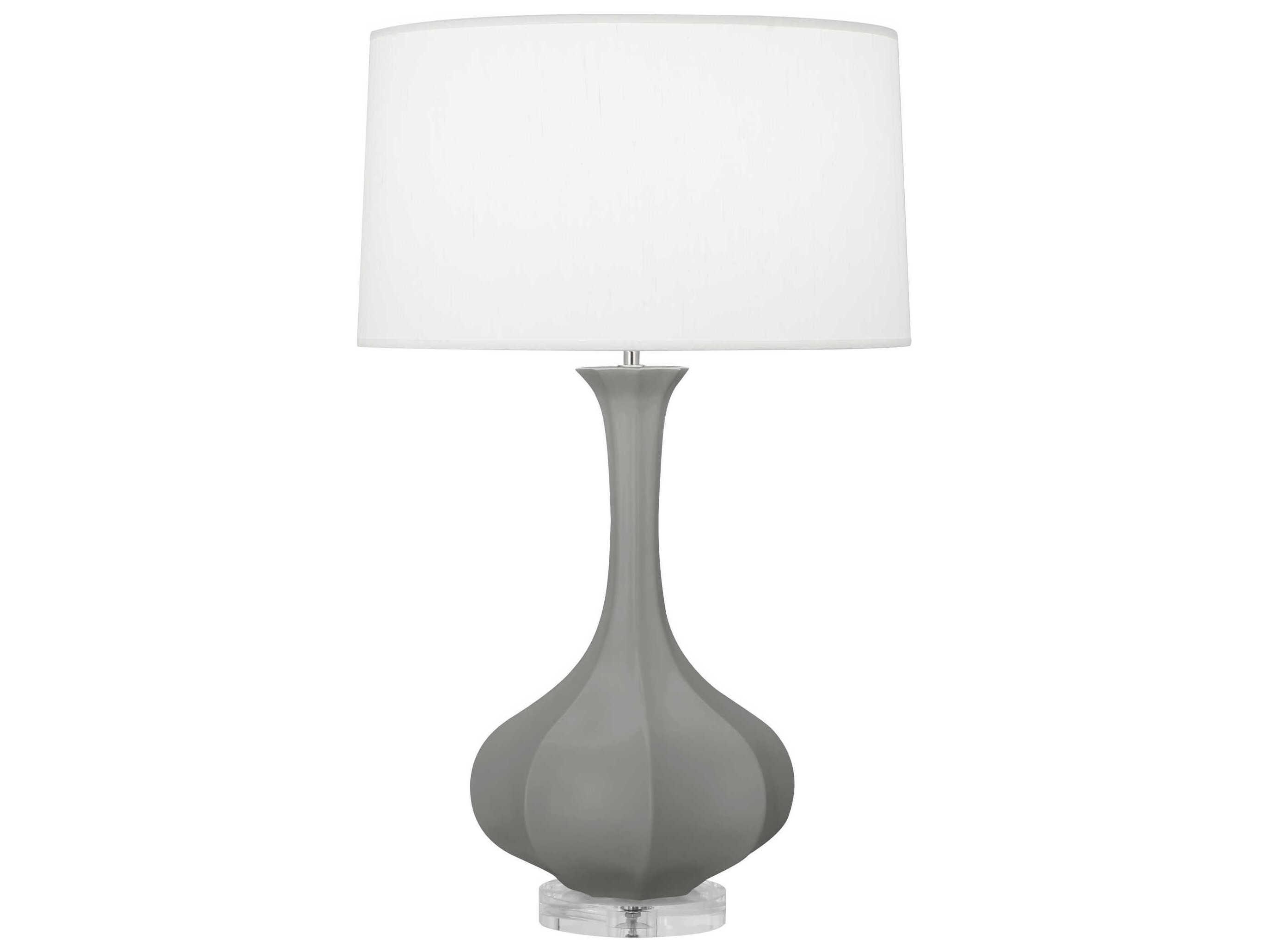 Robert Abbey Pike Matte Smoky Taupe Glazed Lucite Gray Buffet Lamp