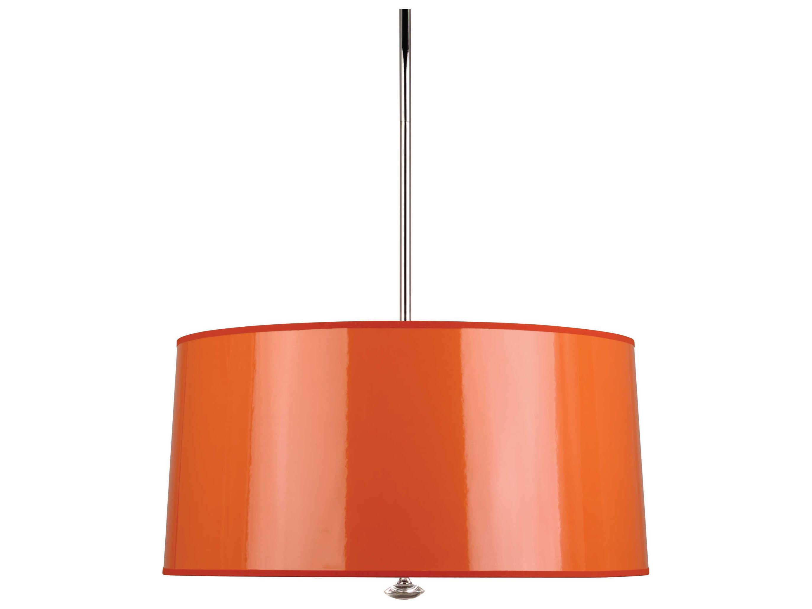 Robert Abbey Penelope 3-Light Polished Nickel Orange Drum Pendant