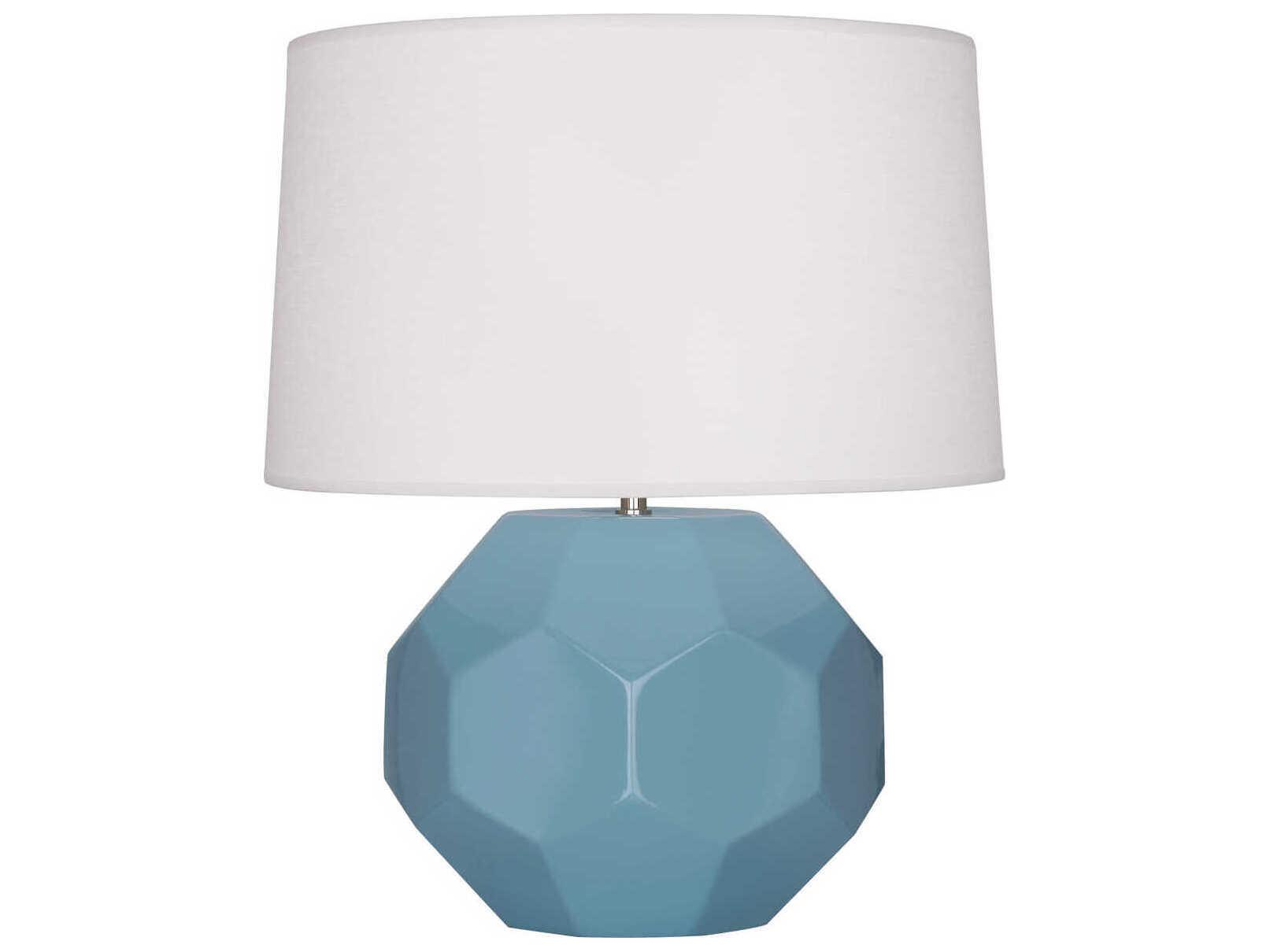 Robert Abbey Franklin Steel Blue Glazed Table Lamp