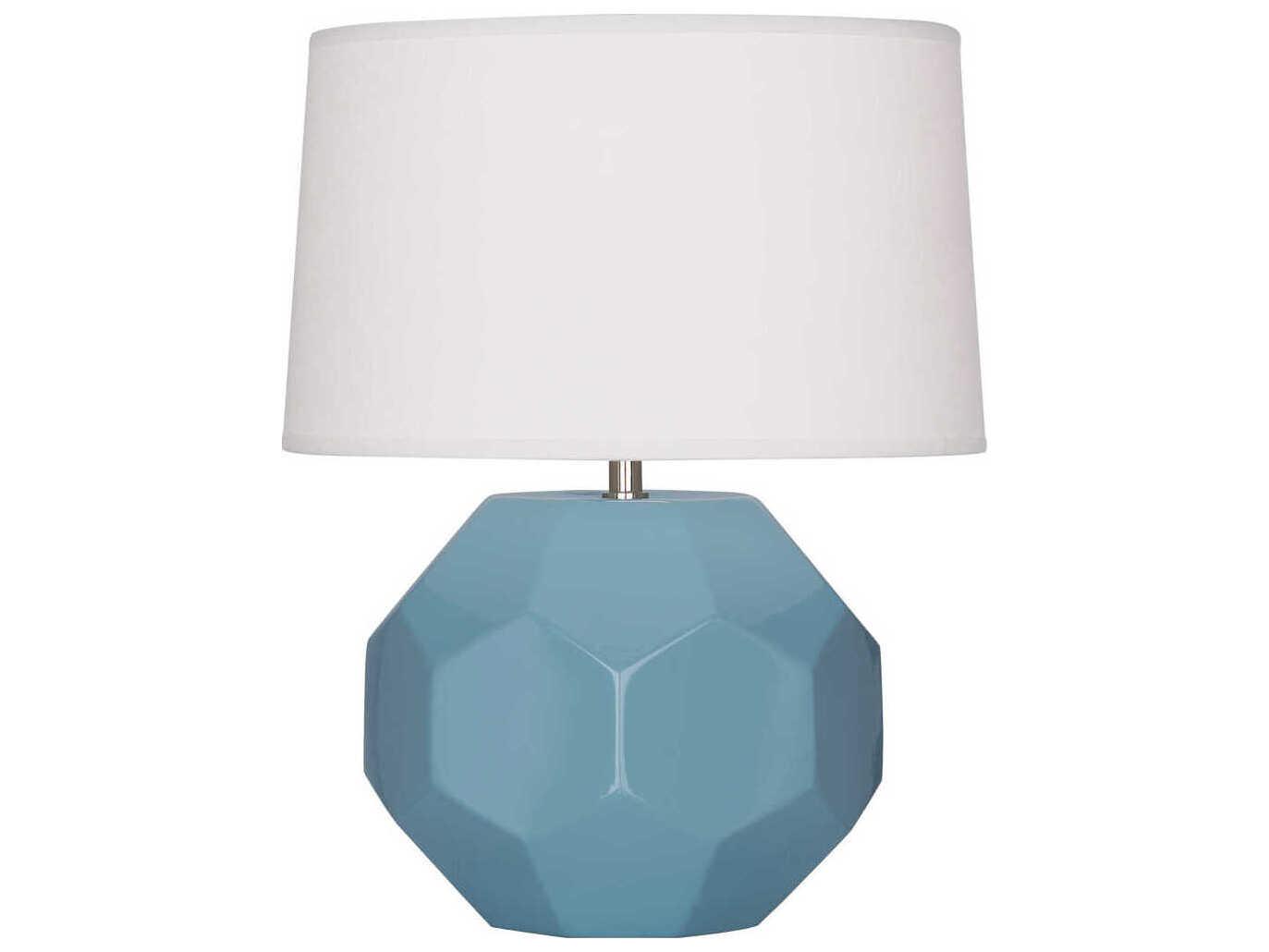 Robert Abbey Franklin Steel Blue Glazed Table Lamp