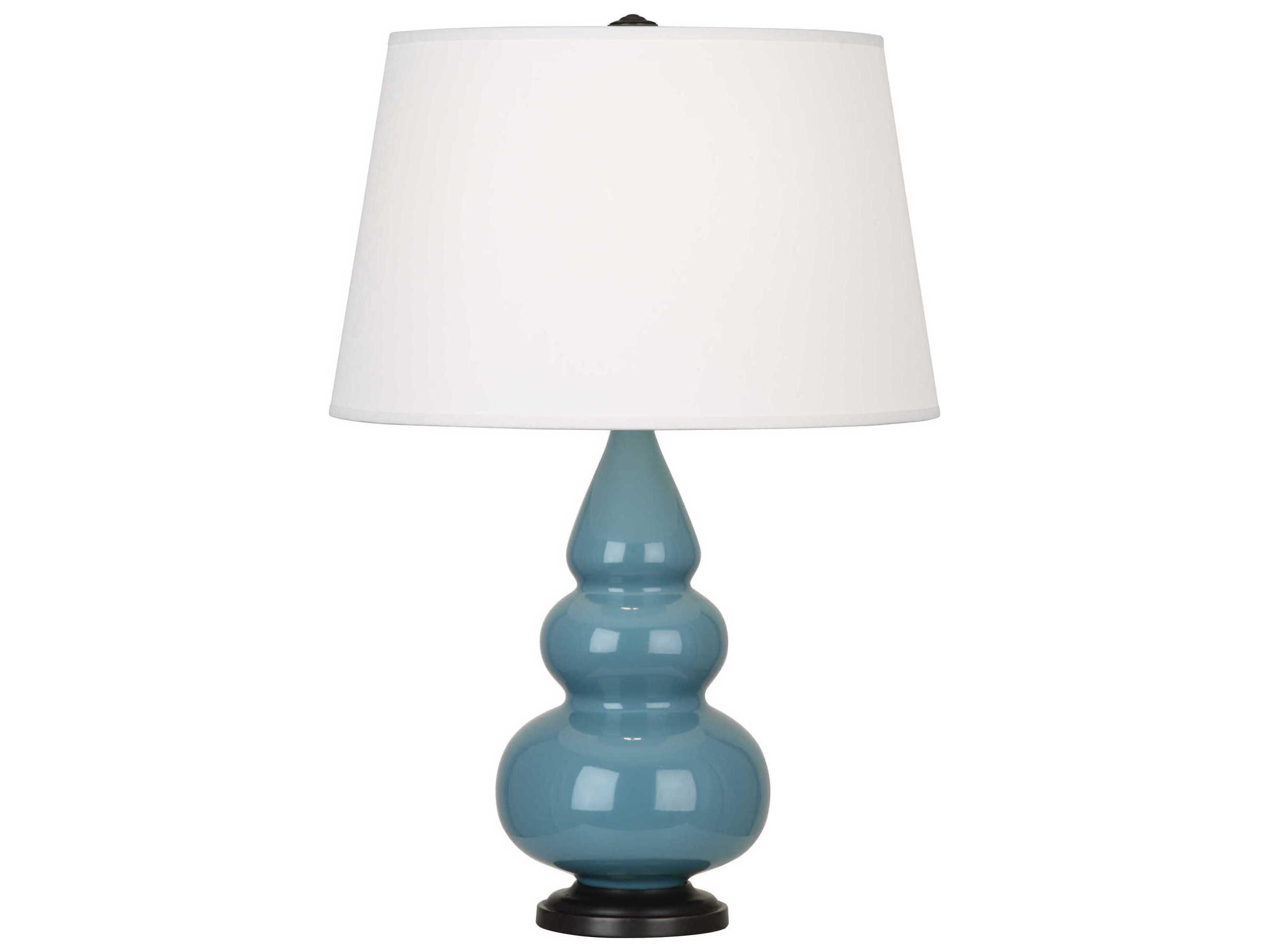 Robert Abbey Small Triple Gourd Steel Blue Glazed Table Lamp