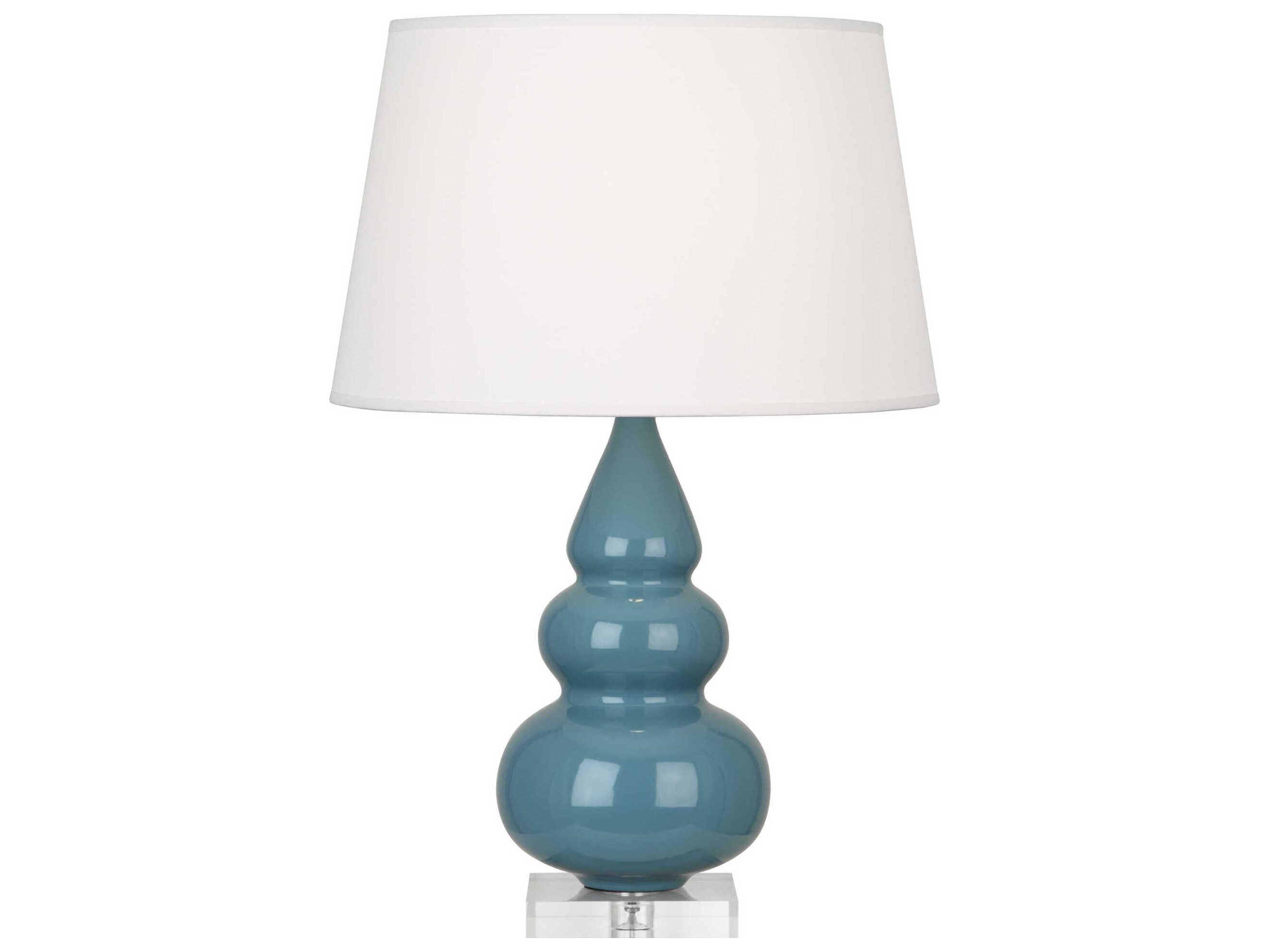 Robert Abbey Small Triple Gourd Steel Blue Glazed Table Lamp