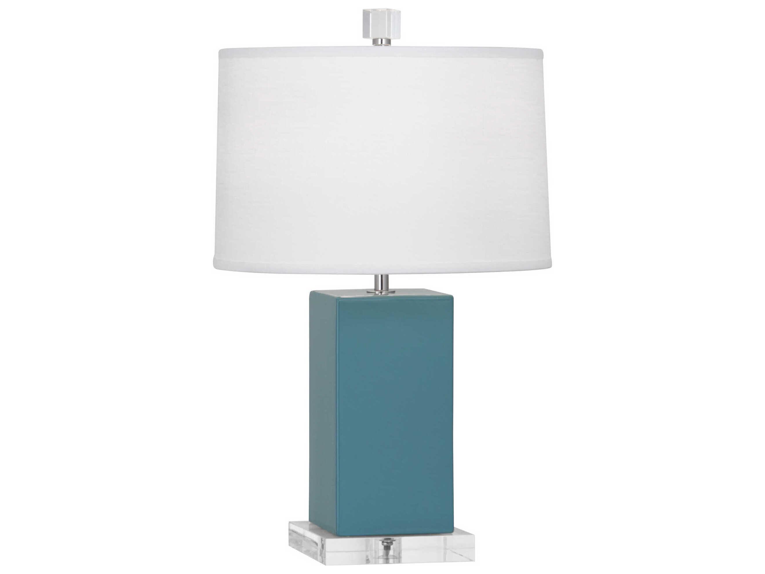 Robert Abbey Harvey Steel Blue Glazed Table Lamp