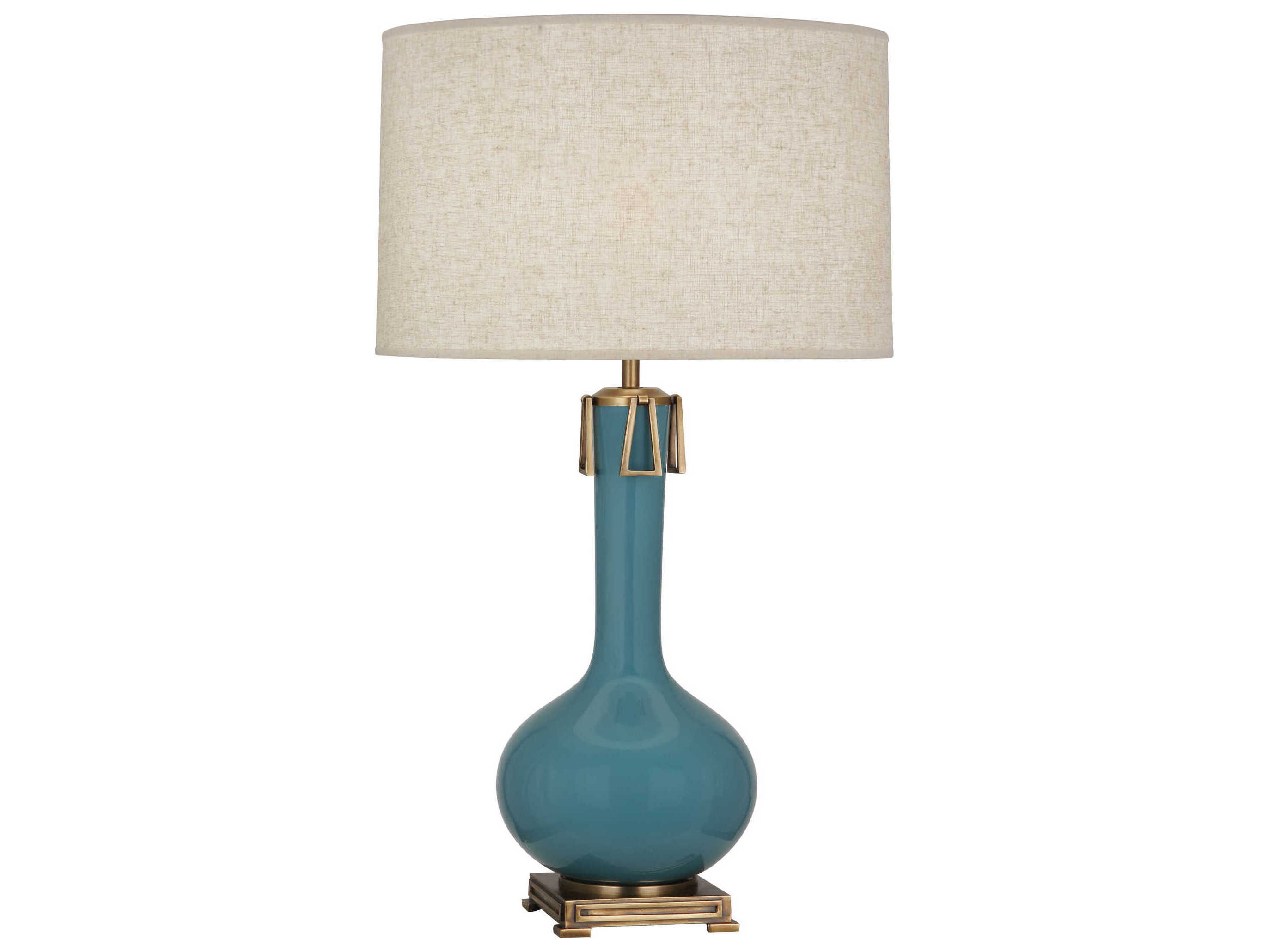 Robert Abbey Athena Steel Blue Glazed Aged Brass Buffet Lamp