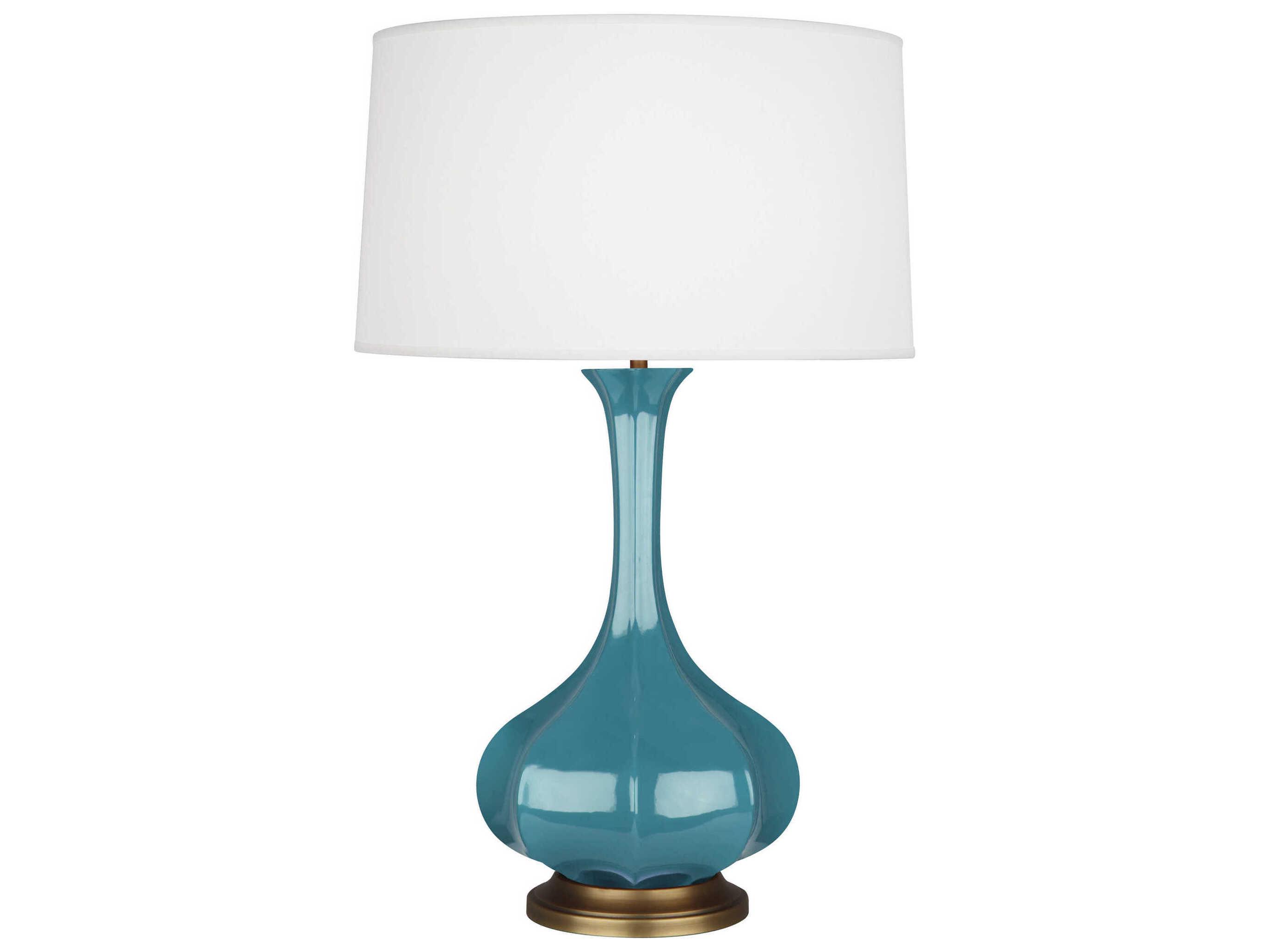 Robert Abbey Pike Steel Blue Glazed Aged Brass Buffet Lamp