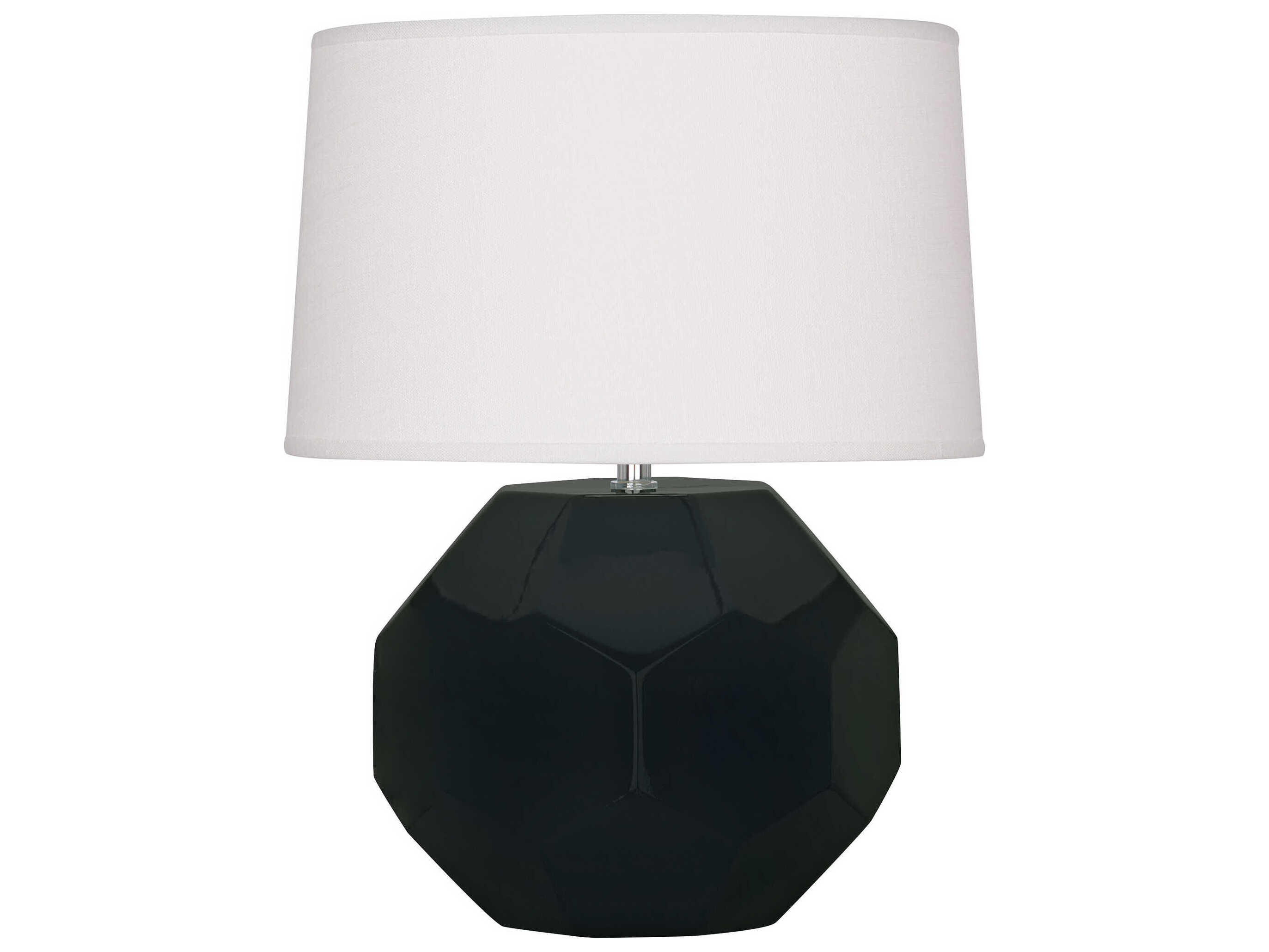 Robert Abbey Franklin Obsidian Glazed Black Table Lamp
