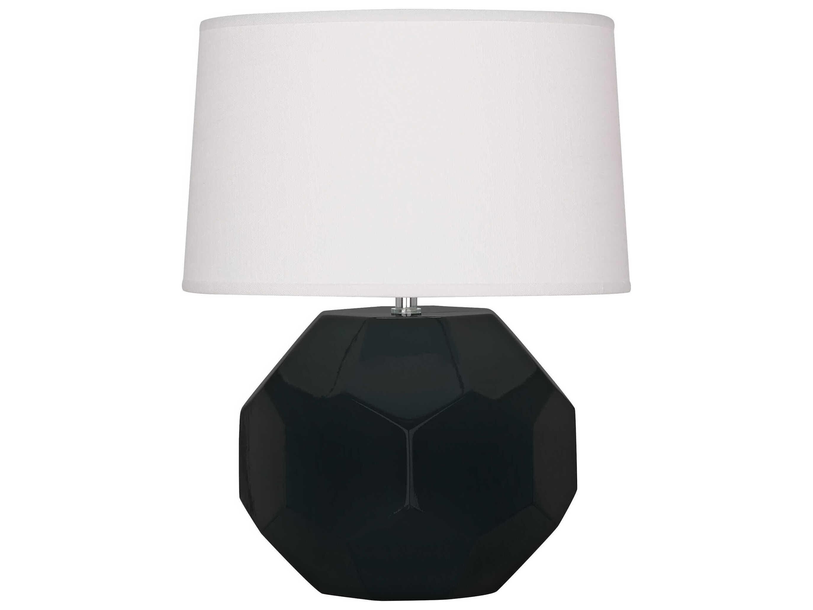 Robert Abbey Franklin Obsidian Glazed Black Table Lamp