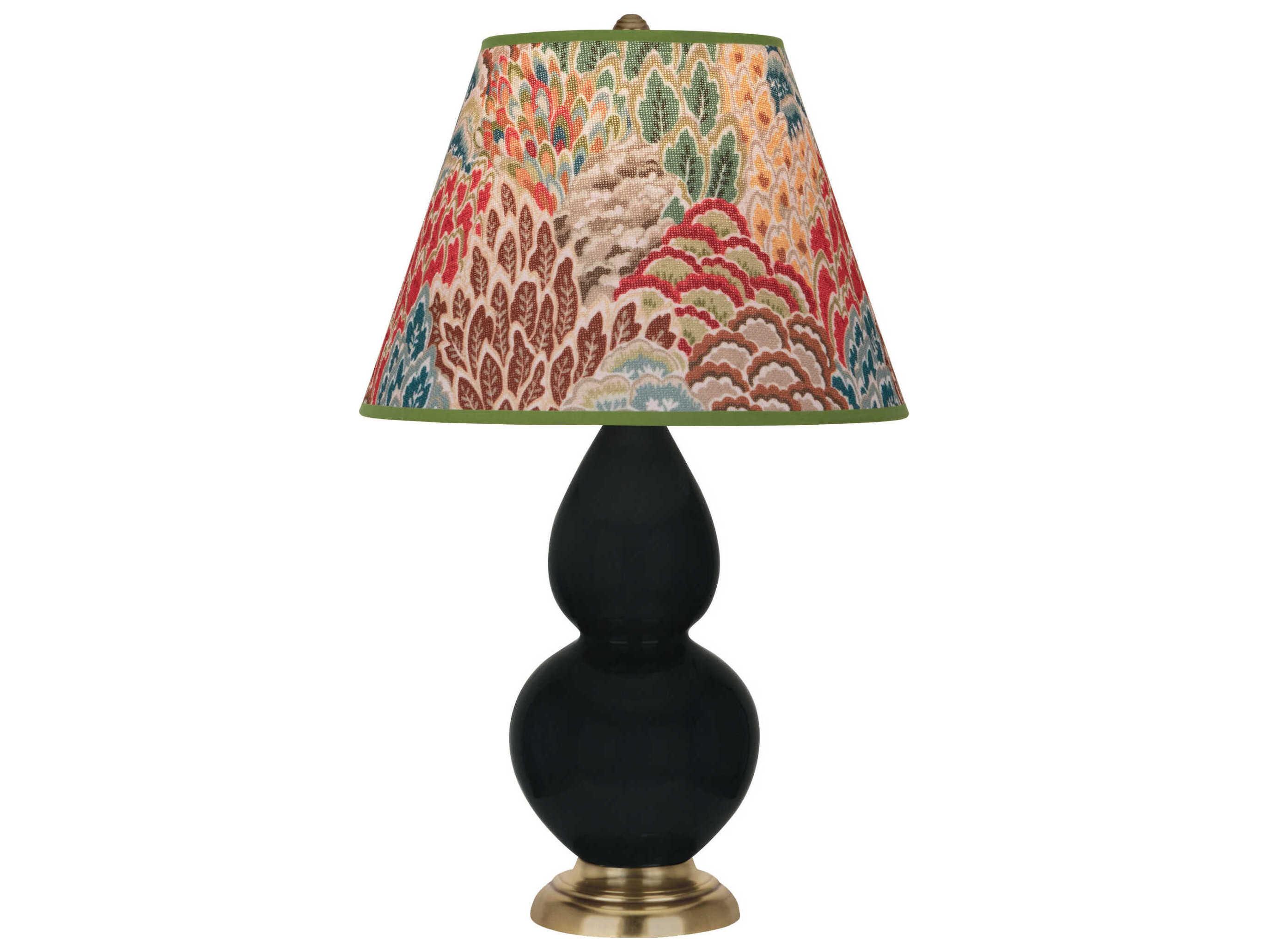 Robert Abbey Small Double Gourd Obsidian Glazed Black Table Lamp