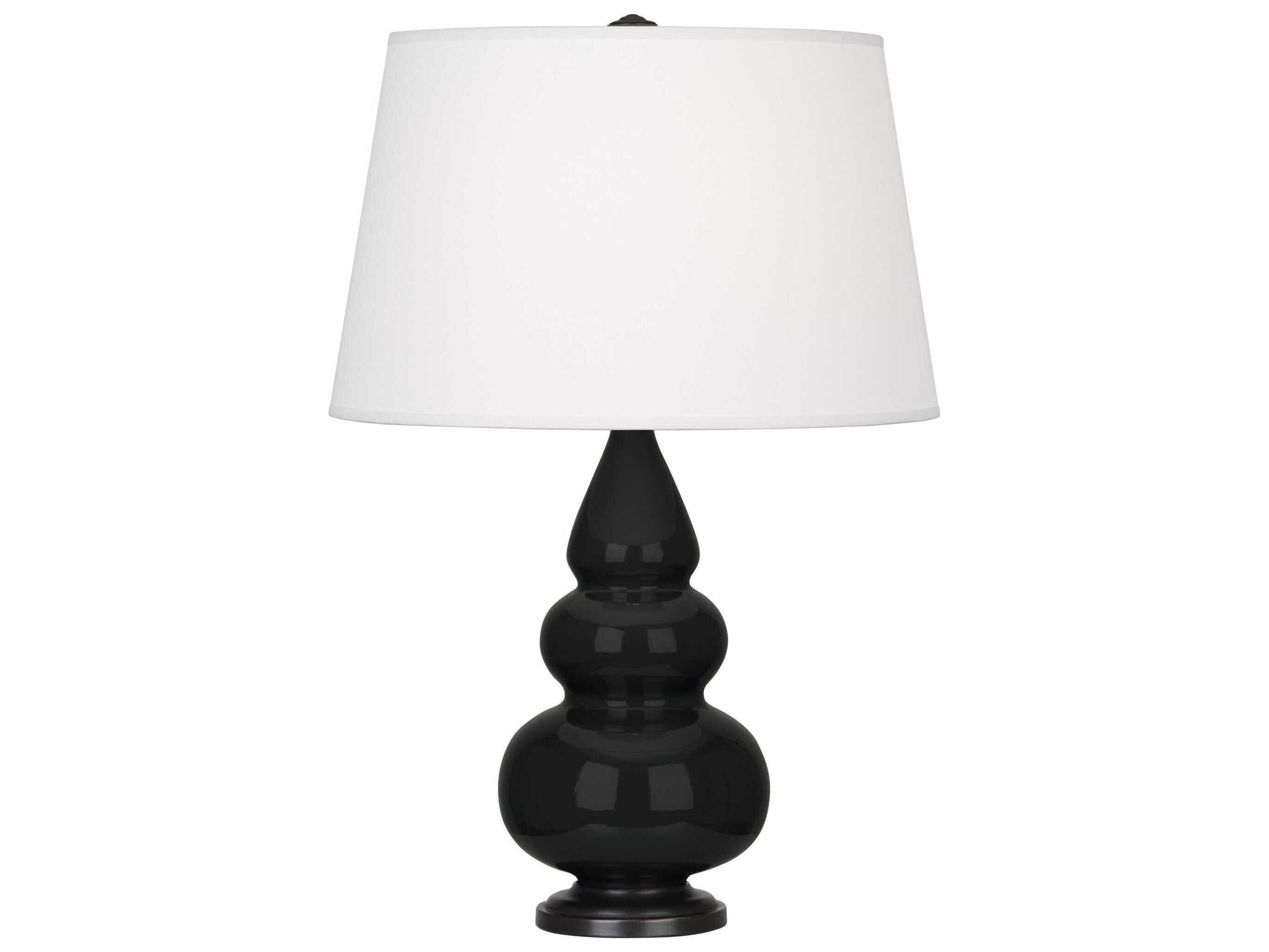 Robert Abbey Small Triple Gourd Obsidian Glazed Black Table Lamp