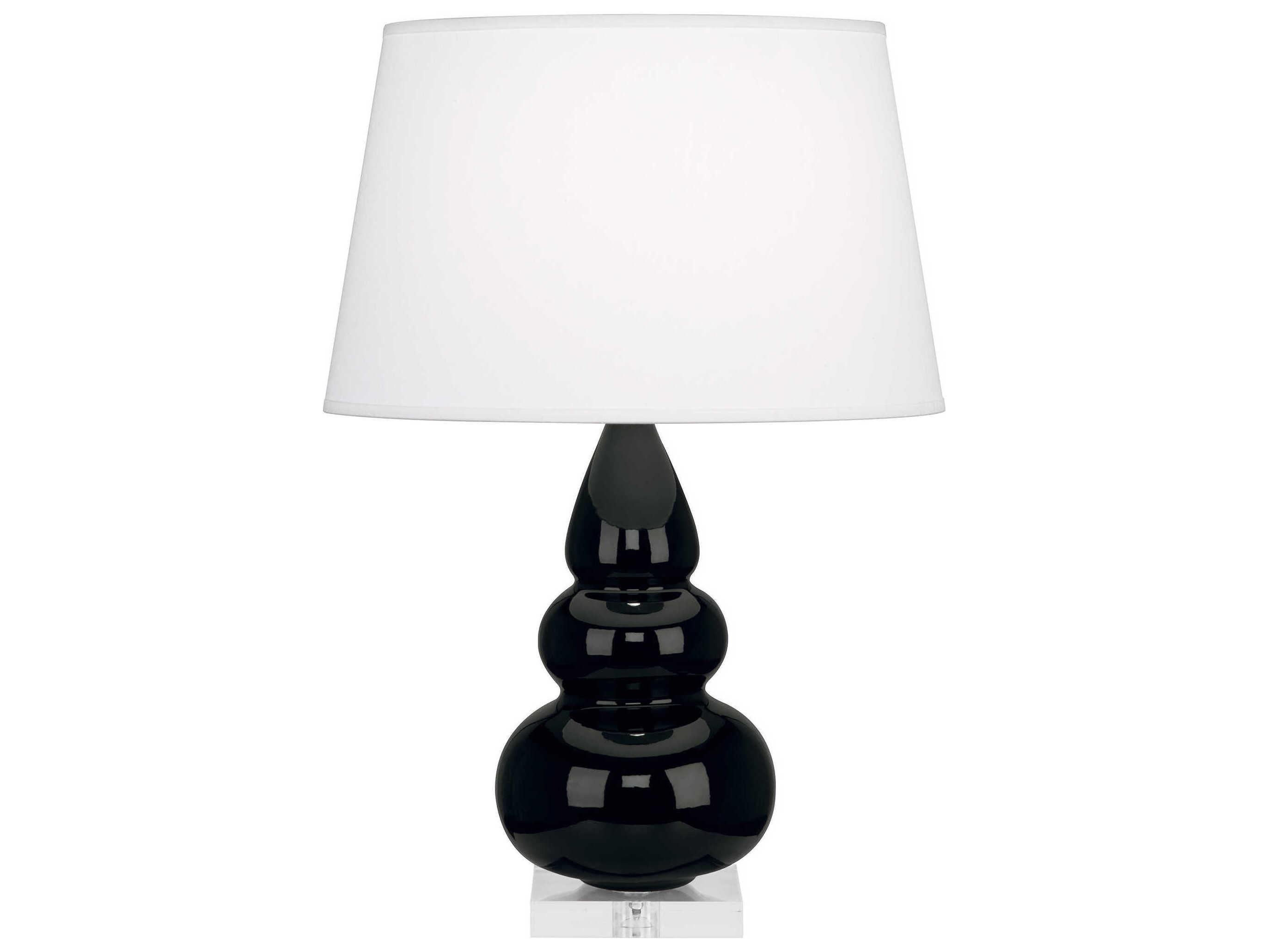 Robert Abbey Small Triple Gourd Obsidian Glazed Black Table Lamp