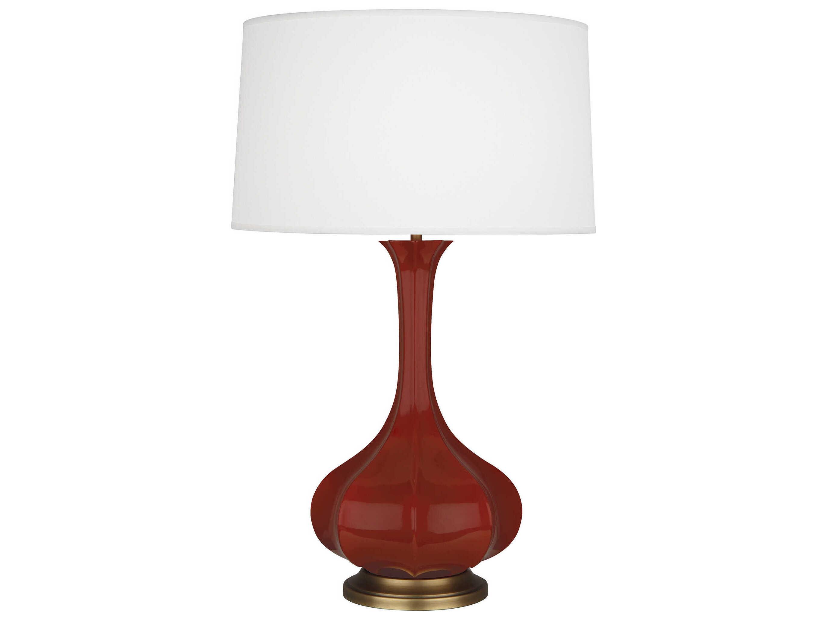 Robert Abbey Pike Oxblood Glazed Aged Brass Red Buffet Lamp