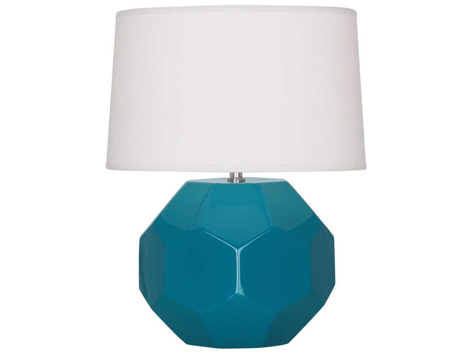 Robert Abbey Franklin Peacock Glazed Blue Table Lamp