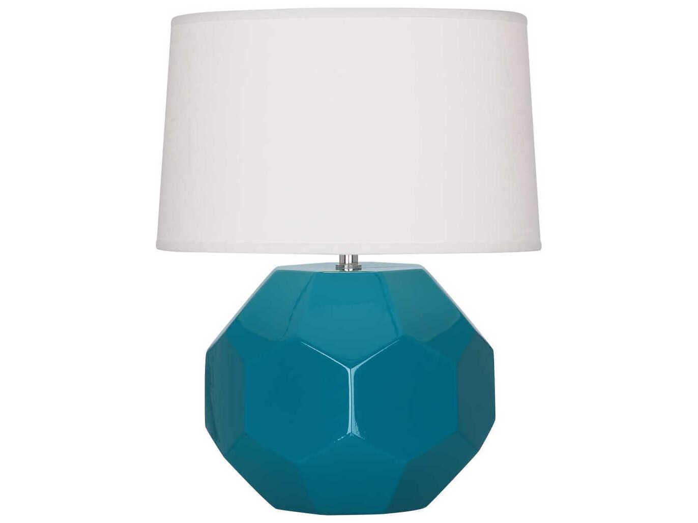 Robert Abbey Franklin Peacock Glazed Blue Table Lamp