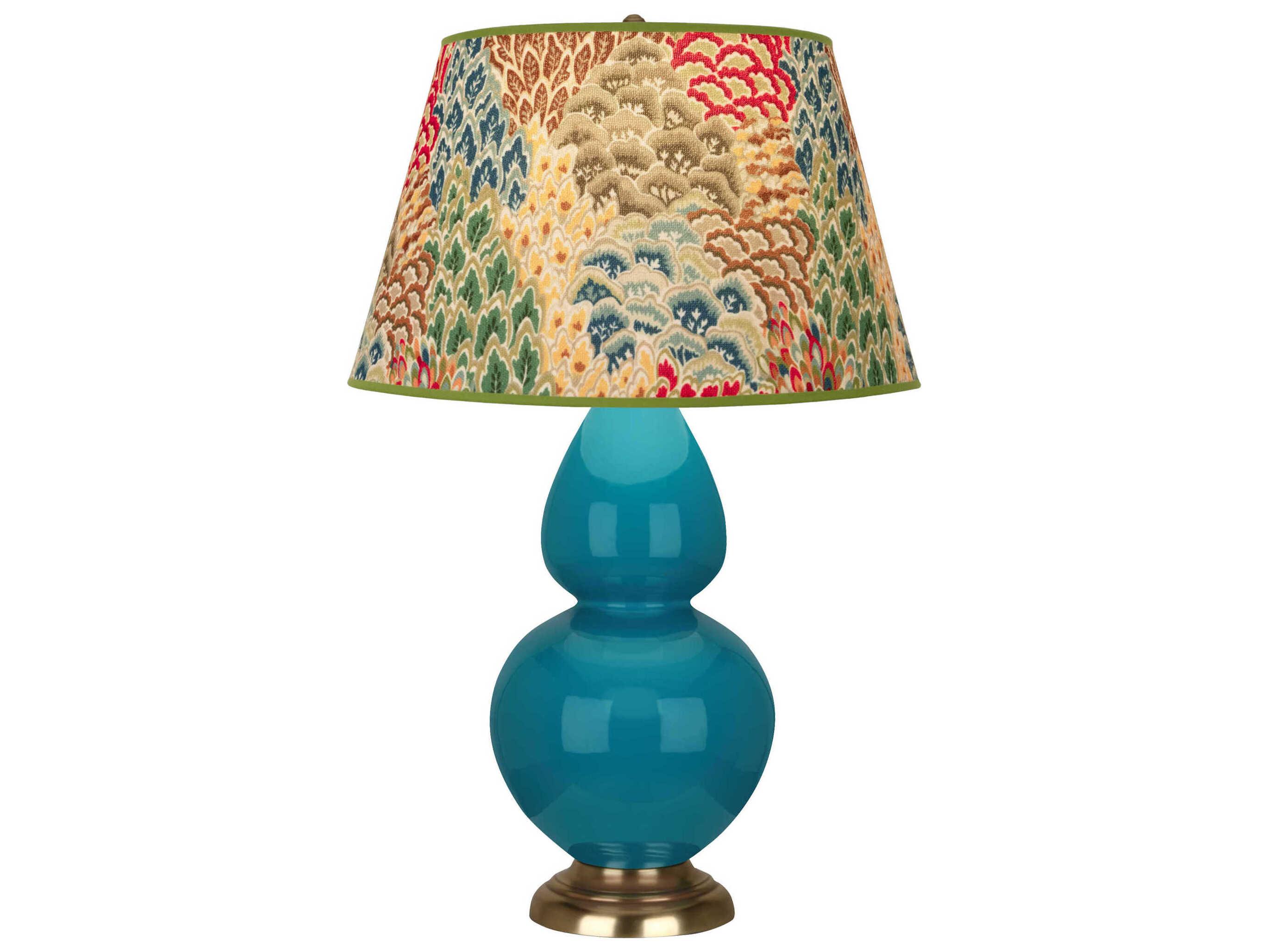 Robert Abbey Double Gourd Peacock Glazed Blue Buffet Lamp