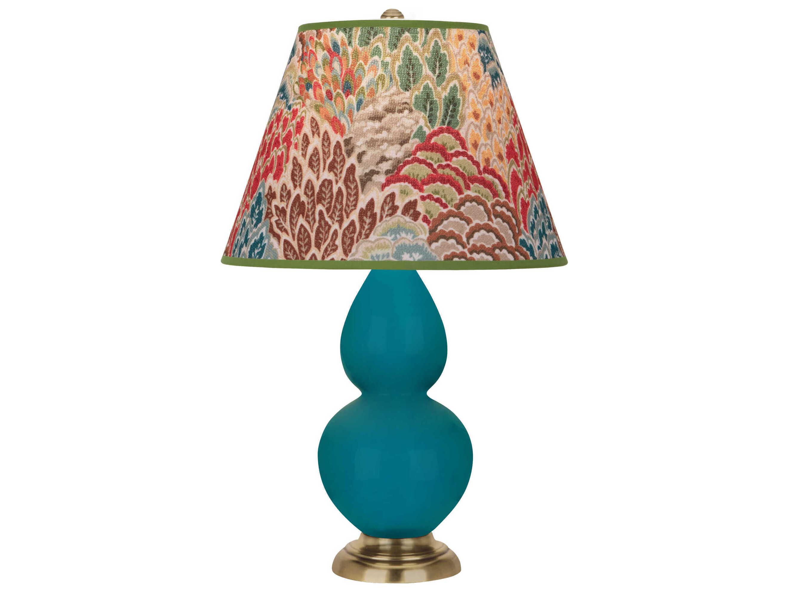 Robert Abbey Small Double Gourd Peacock Glazed Blue Table Lamp