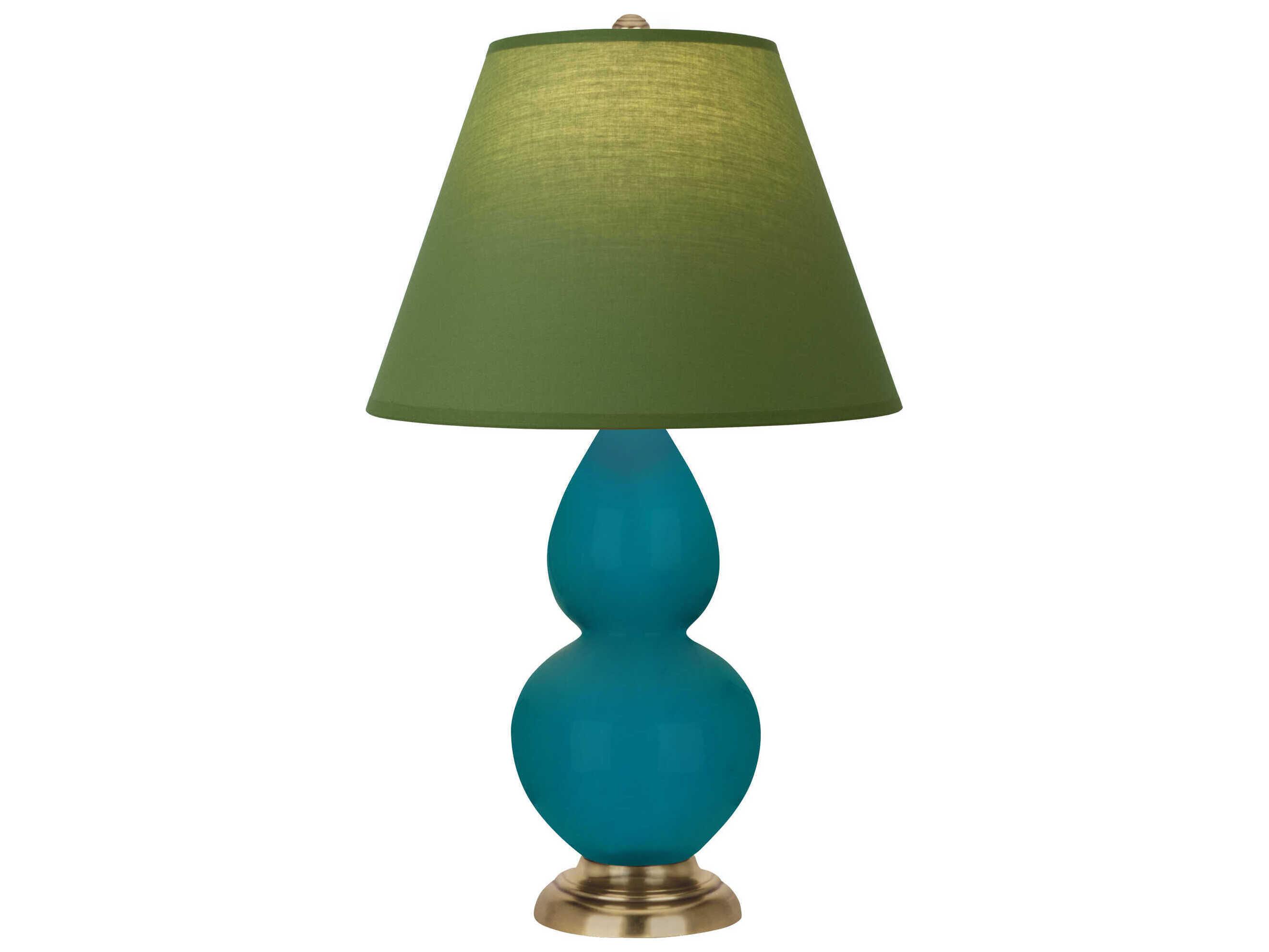Robert Abbey Small Double Gourd Peacock Glazed Blue Table Lamp