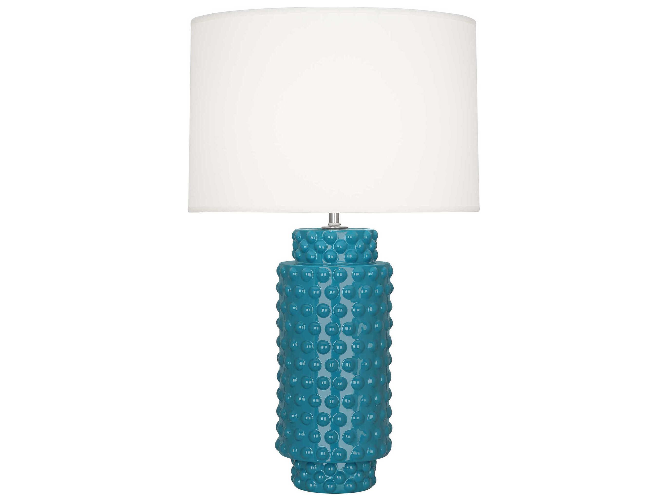 Robert Abbey Dolly Peacock Glazed Textured Blue Buffet Lamp